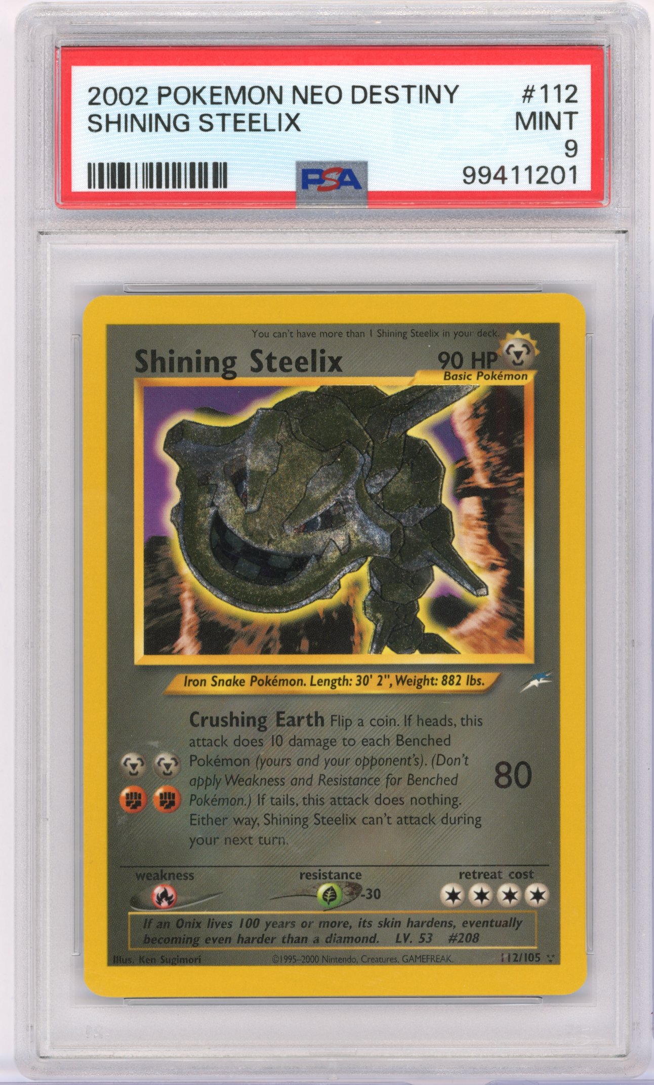 PSA 9 Shining Steelix #112 Holo Neo Destiny