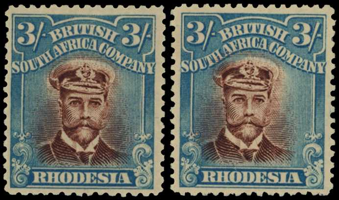 1917-20 3/- Head Die IIIA, perf 14. Two...