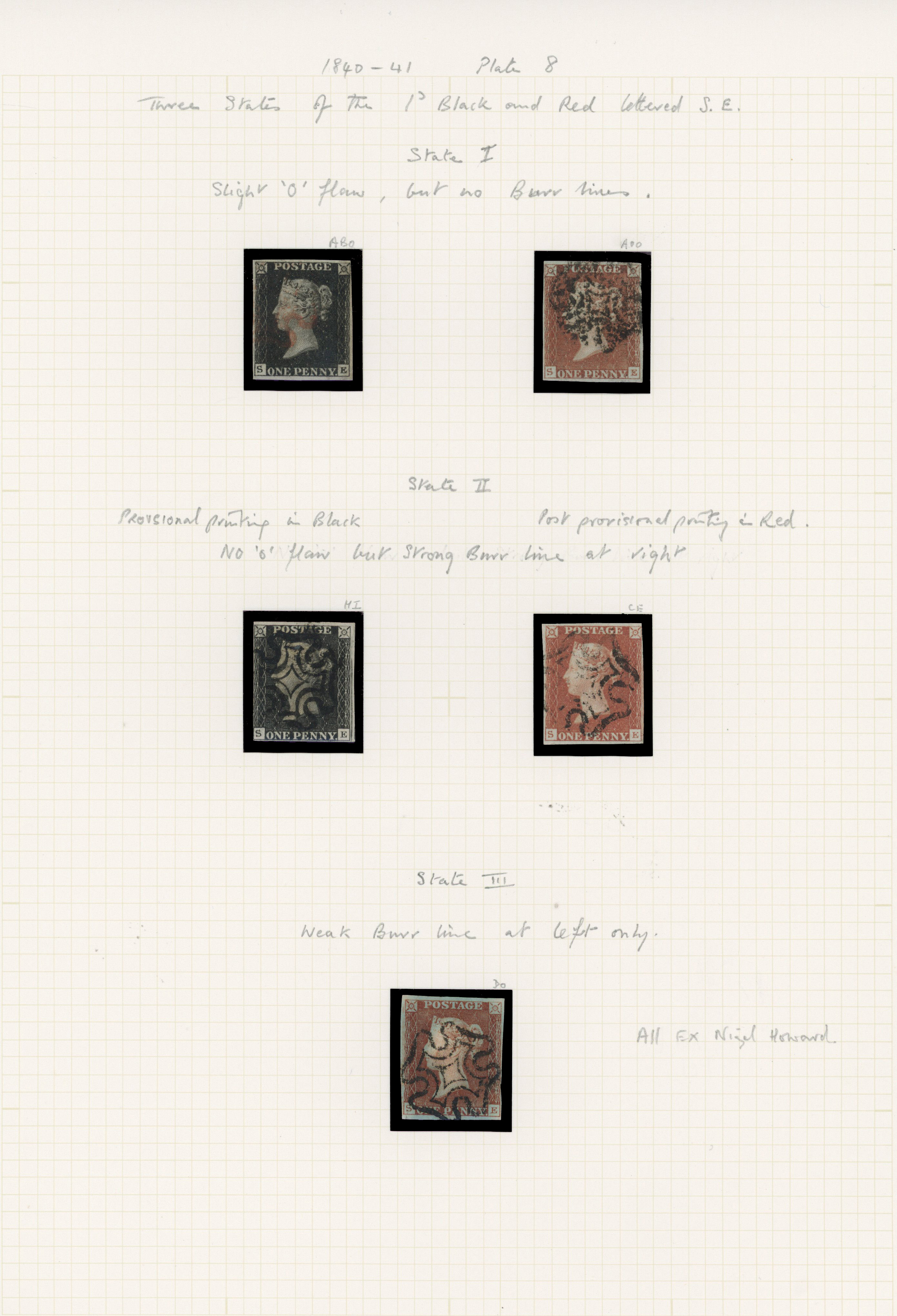 1840 1d Black Pl.8 & 1d Red-brown Pl.8. (SE, State I, II & III). Used group 5