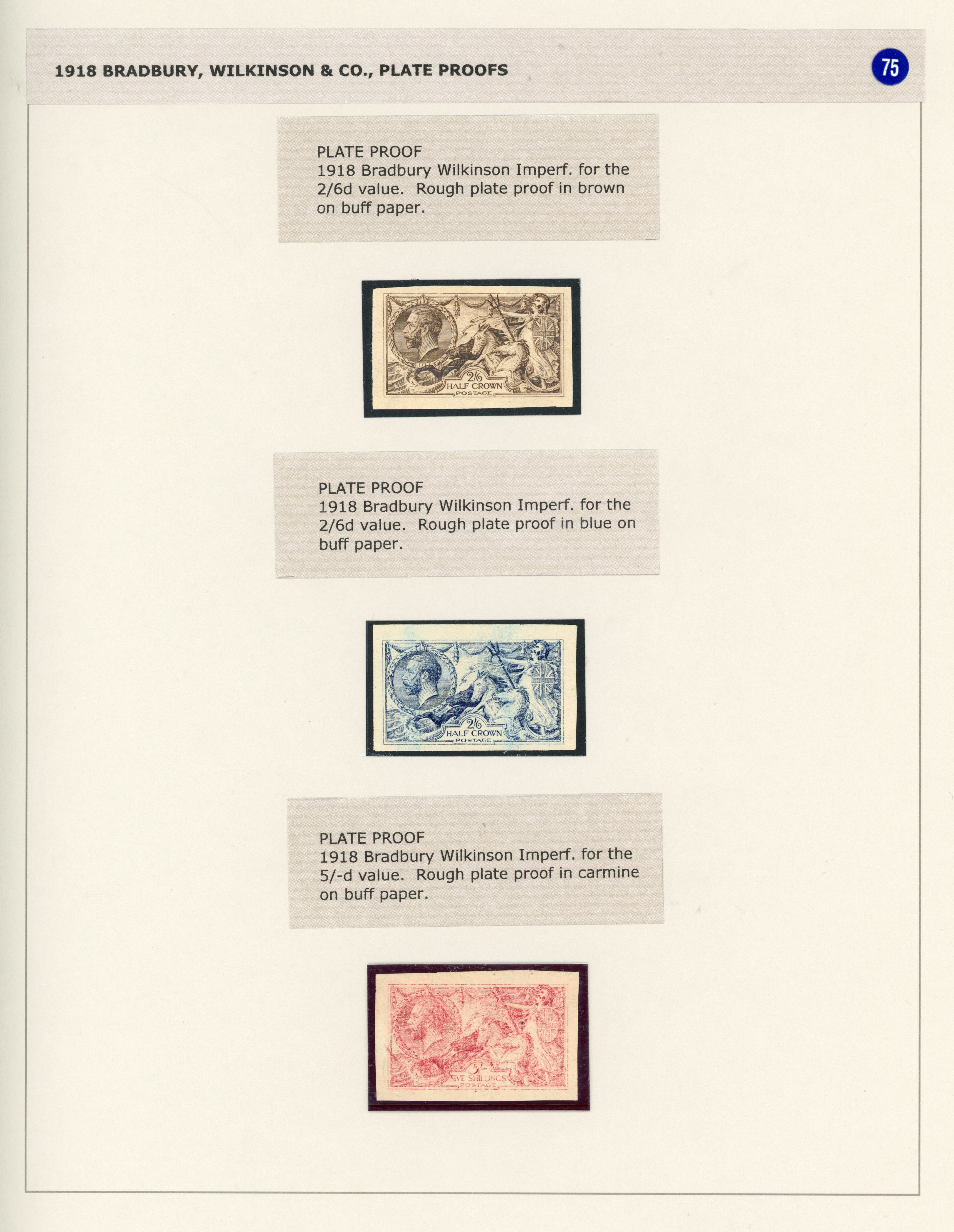 GB 1918-19 Seahorses Waterlow plate proofs