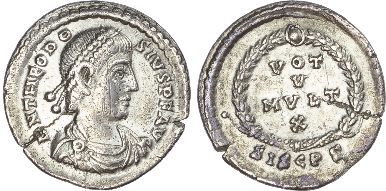 Theodosius I (AD 379-395) AR Siliqua, Siscia, 1.50g.