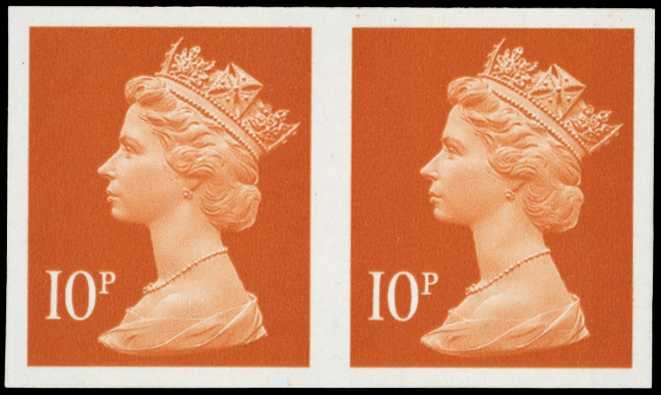1997 10p dull orange (NFCP/PVA, two bands...