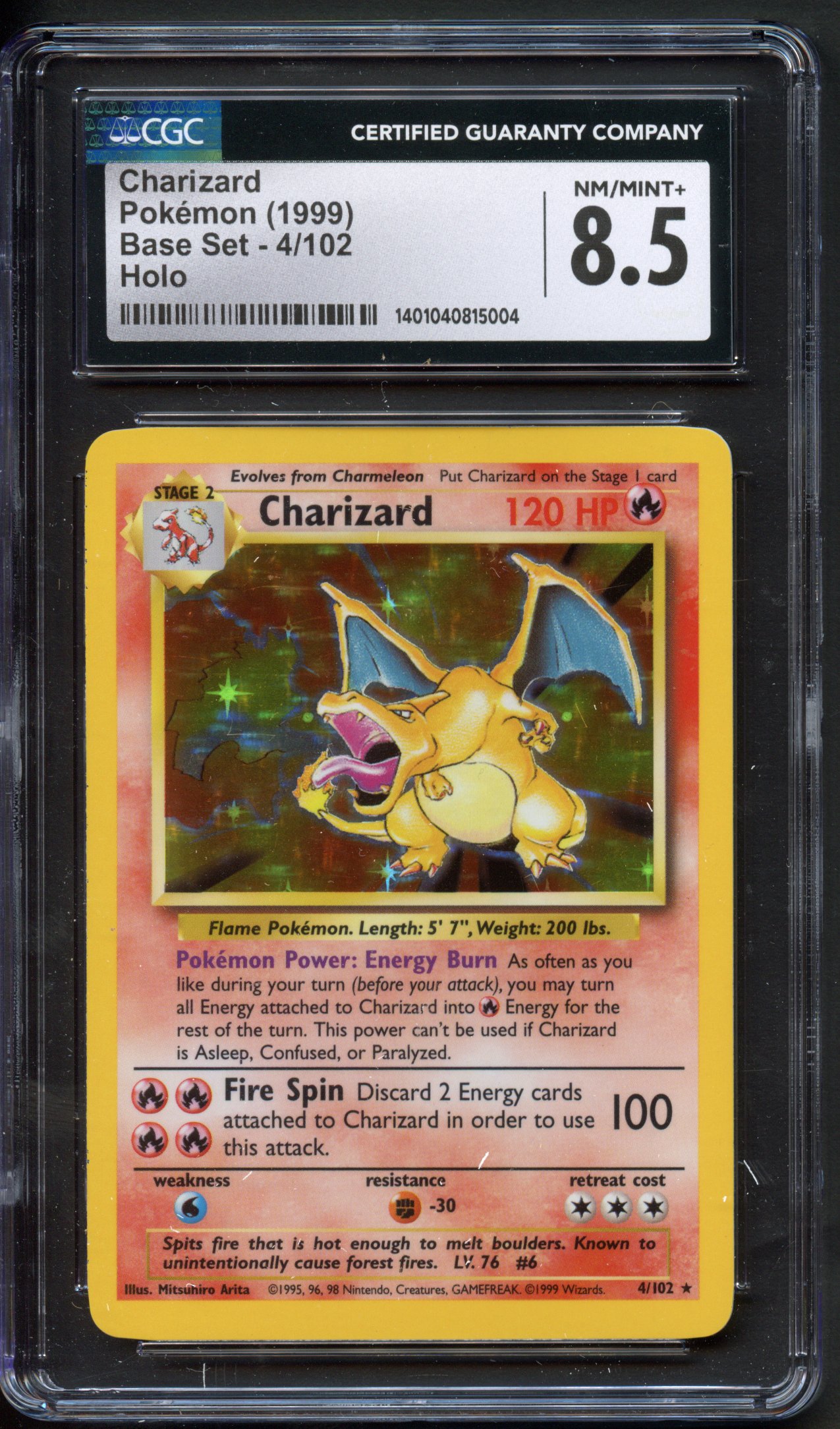 CGC 8.5 Charizard Holo #4 - Base Set Unlimited 1999