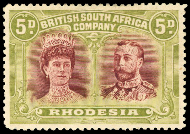 SG 143a 5d lake-brown and green mint