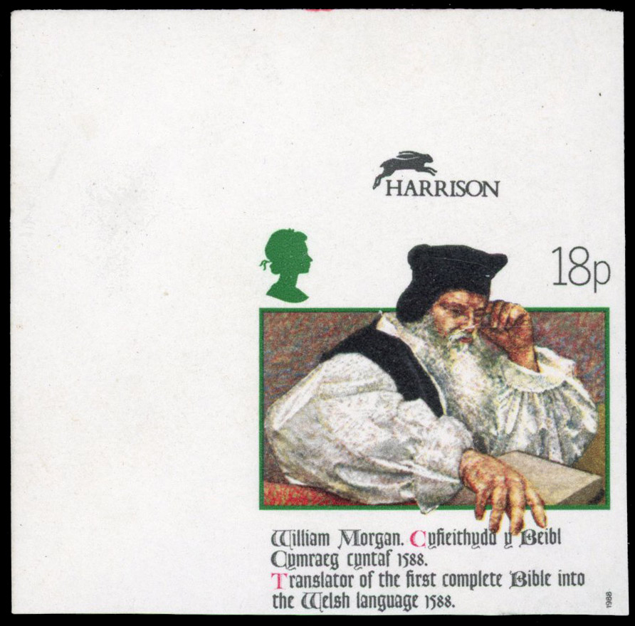 GB 1988 Welsh Bible 18p imperforate corner single mint