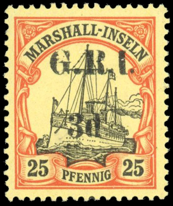 New Guinea 1914 Marshall Islands 3d on 25pf, mint, SG 54