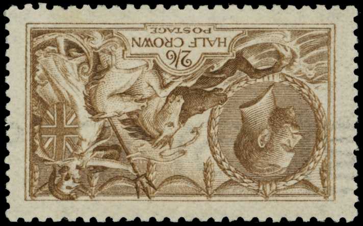 1915 2s6d pale yellow-brown, showing inverted...
