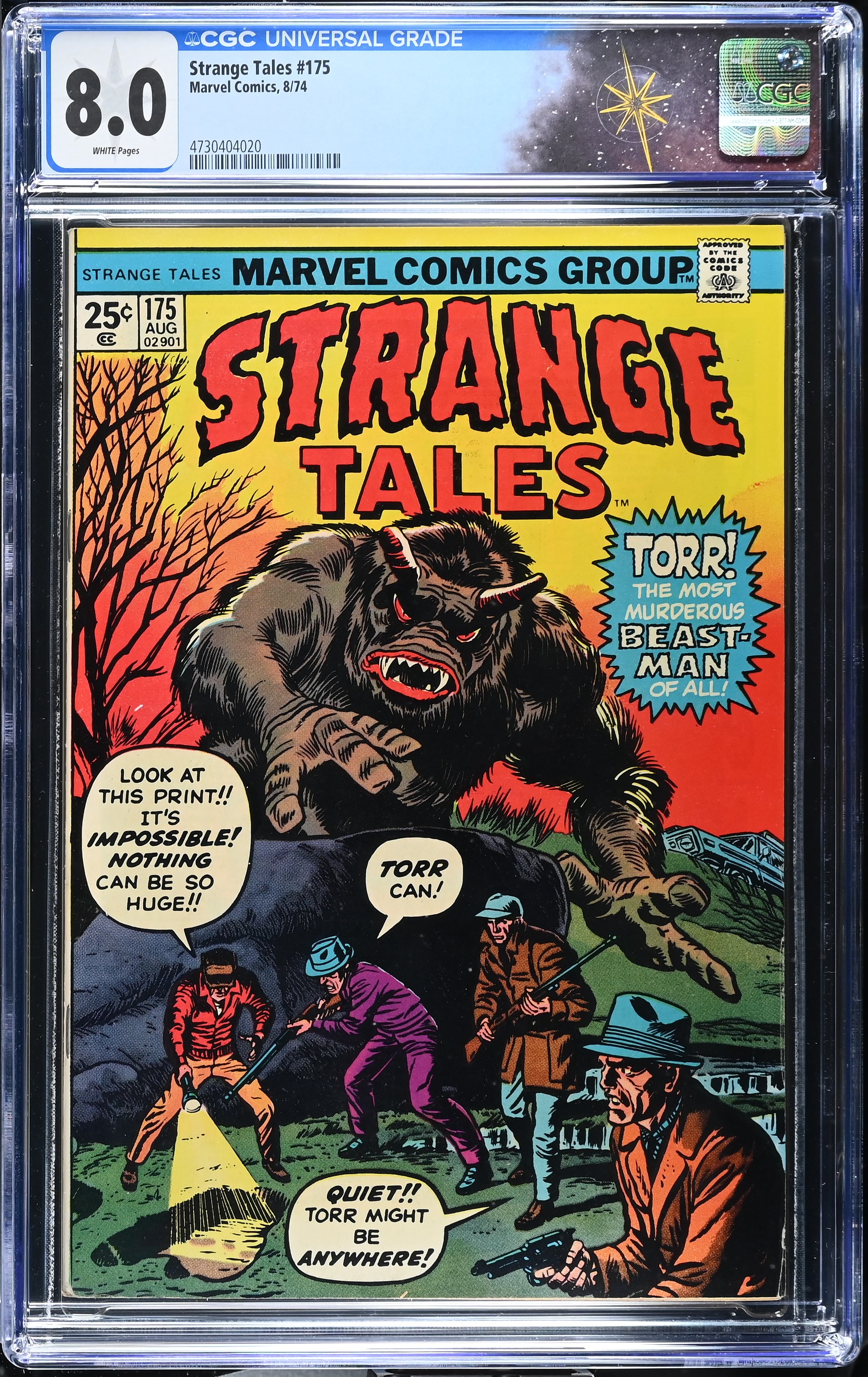 Strange Tales #175 CGC 8.0 Reprints from Amazing Adventures #1 (Marvel Comics, 1974) White Pages