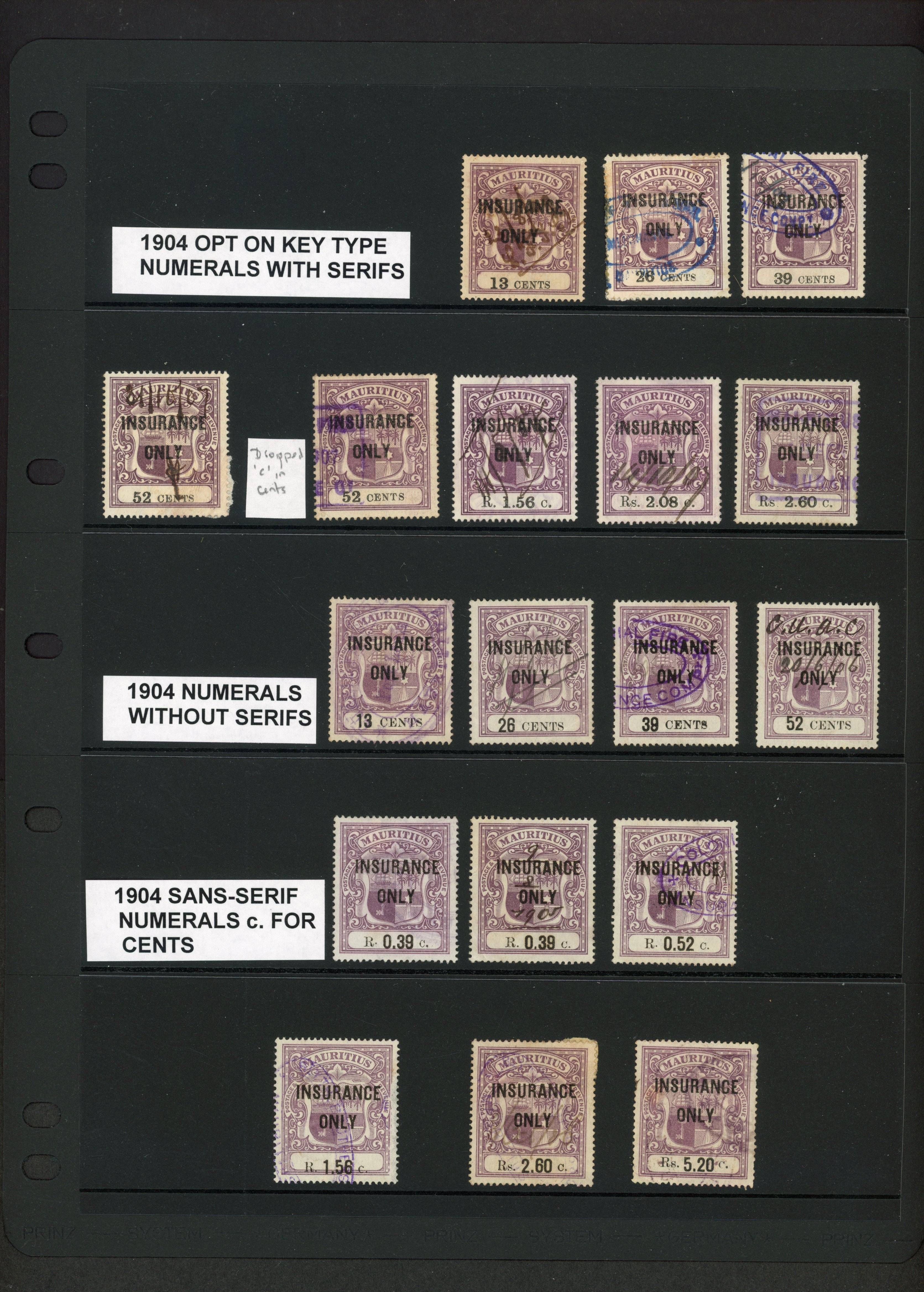 Mauritius Insurance 1869-79 group