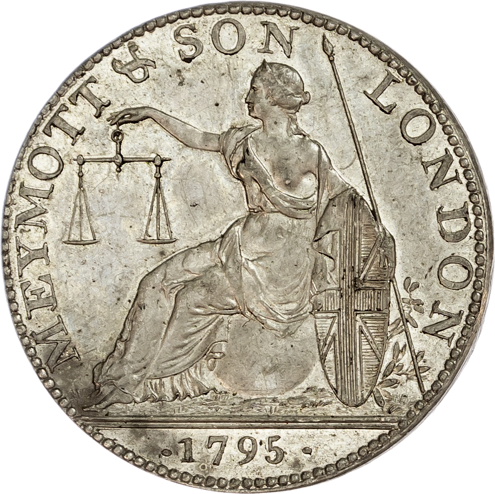 London - Bishopsgate, Clement & Samuel Meymott white-metal Halfpenny 1795