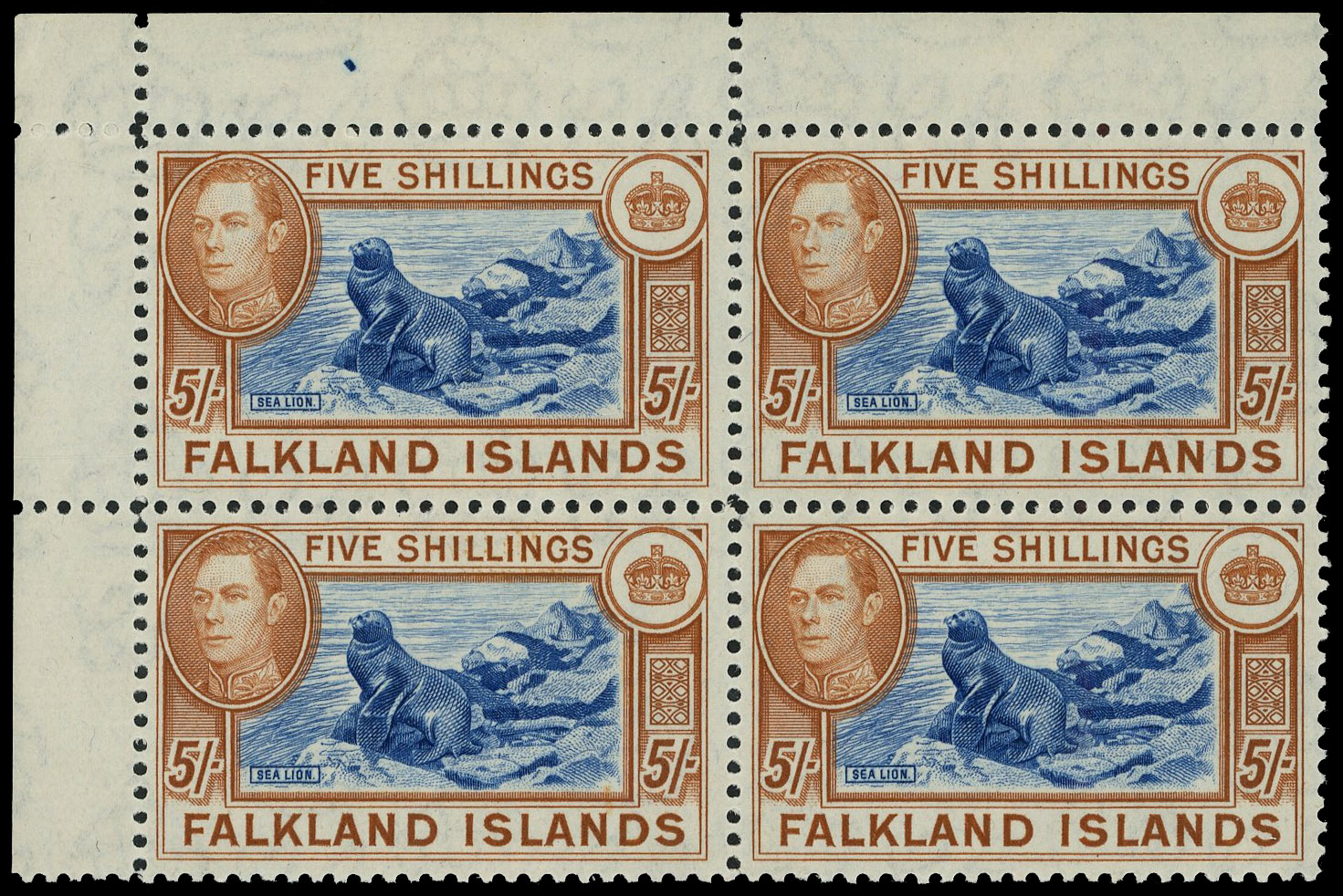 Falkland Islands SG 161c block mint