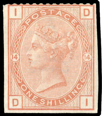 1881 1s Orange-brown Pl.14 (SG163, Wmk. Crown). Imprimatur DI