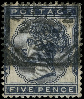 1868 The Fore Street Warehouse Coy (Limited) unofficial underprint, type 28 in black, reading downwards on 5d Spec. PP118var
