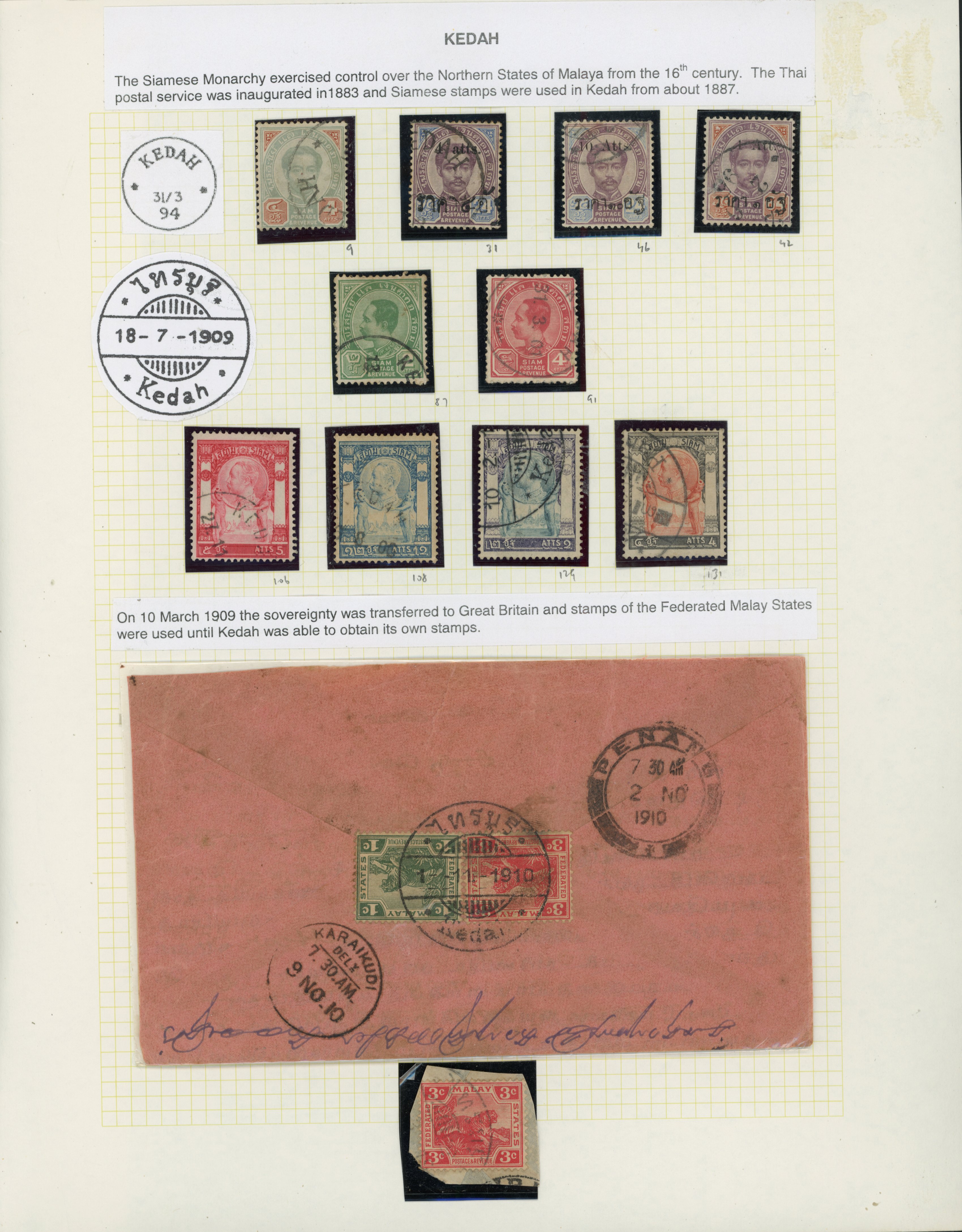 Malaya Kedah Thai postmarks