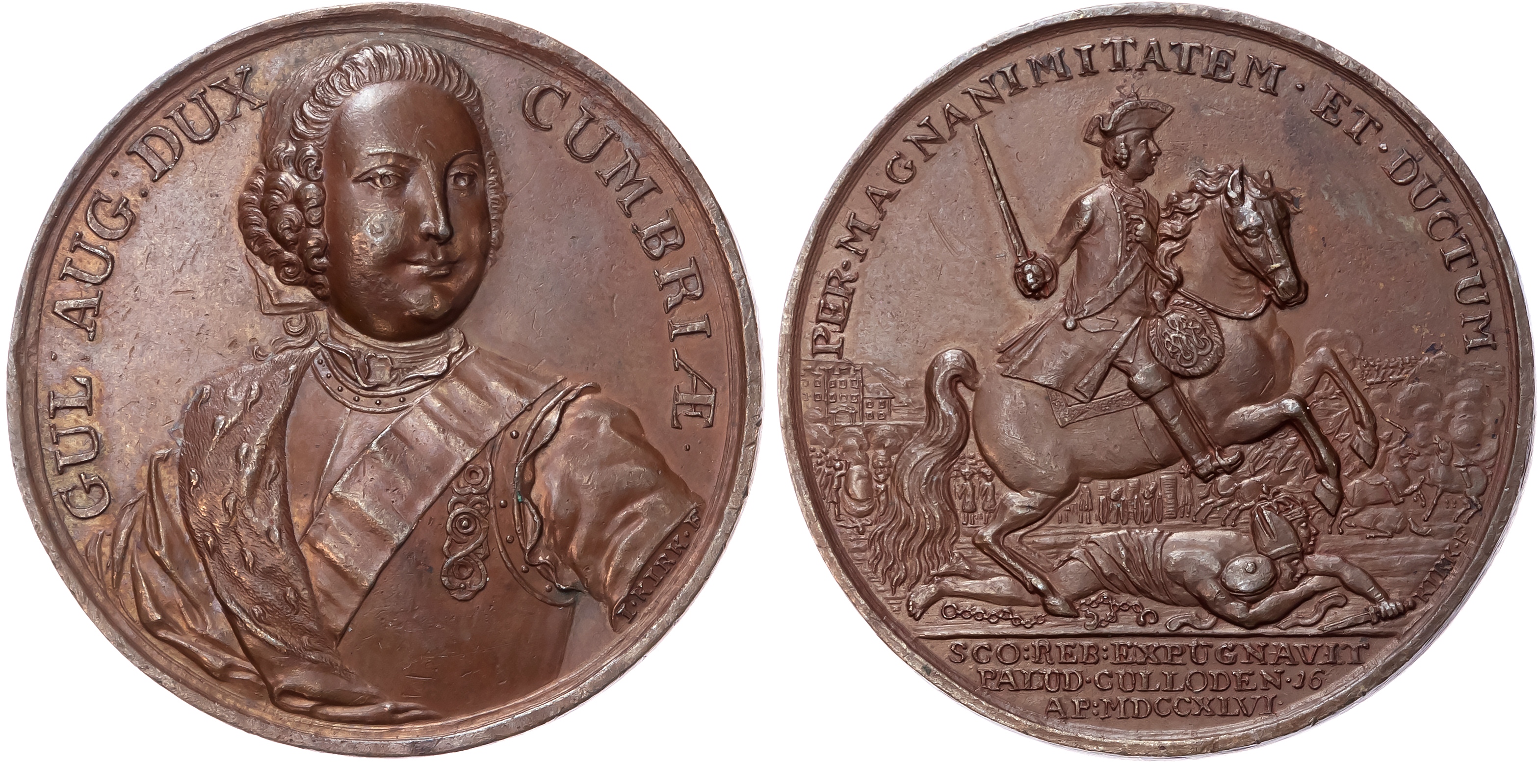 Duke of Cumberland, Battle of Culloden, copper medal (42mm/35.09gm), 1746, by I. Kirk. 