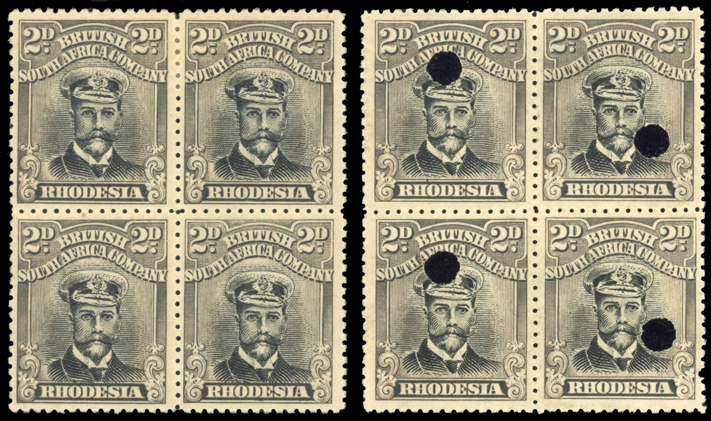 Rhodesia 2d SG 256d mint and printer's file copy blocks