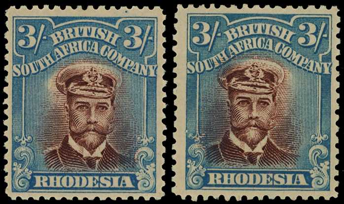 1917-20 3/- Head Die IIIA, perf 14. Two...