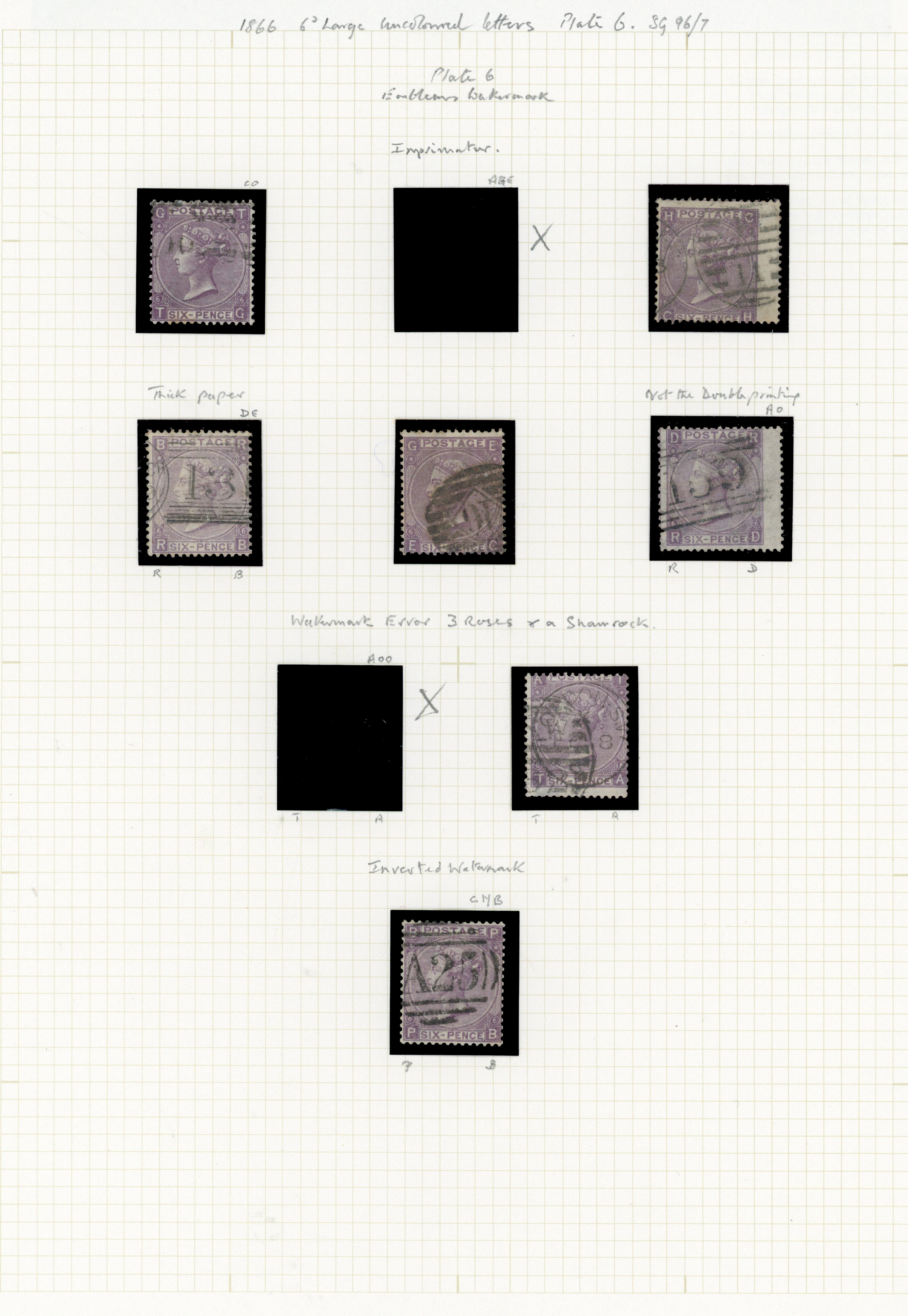 1865 6d Lilac Pl.5 & 6 (SG96/7, Wmk. Emblems). A fine group of twelve