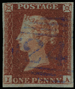 GB SG8p 1841 1d Red brown Pl.86. Violet Denbigh "241 numeral