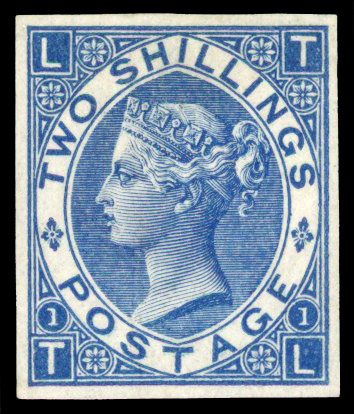 1867 2s Deep blue Pl.1. Superb unused o.g. imperforate example (TL)