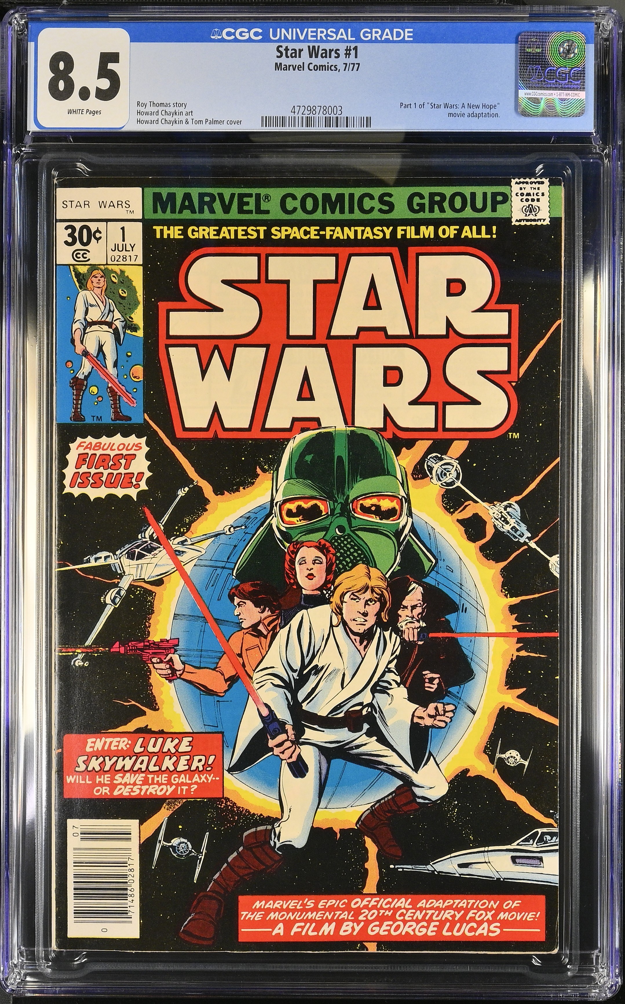 Star Wars #1 CGC 8.5 1st Issue of the Film Adaptation (Marvel Comics Group, 1977) White Pages