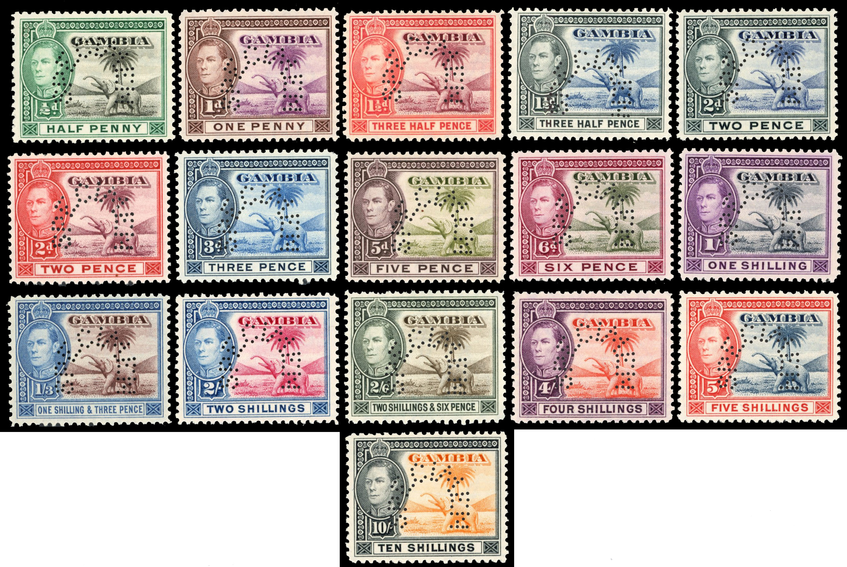 Gambia SG 150s-161s Specimens