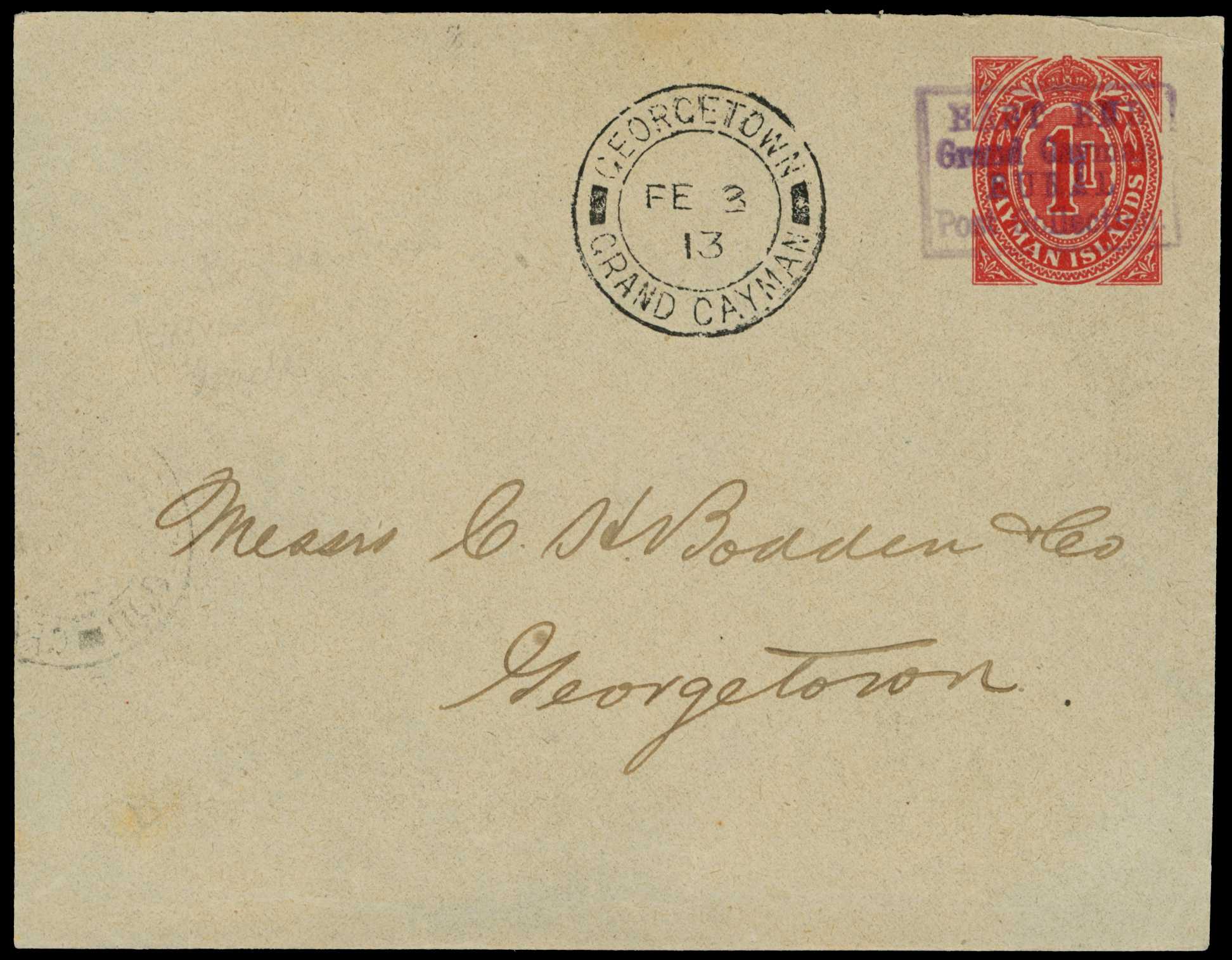 1913 1d Postal Envelope (H&G 1), cancelled...