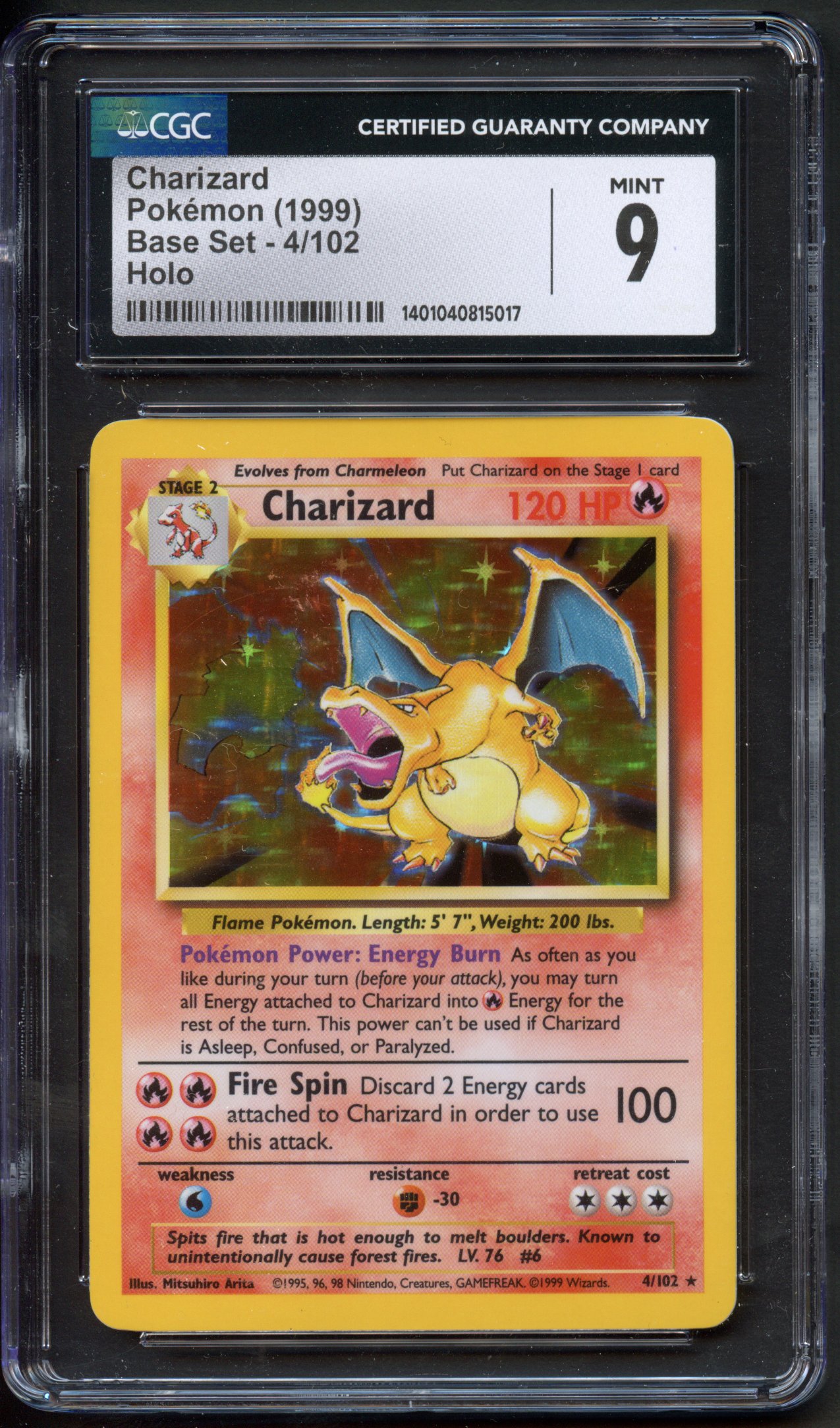CGC 9 Charizard Holo #4 - Base Set Unlimited 1999 