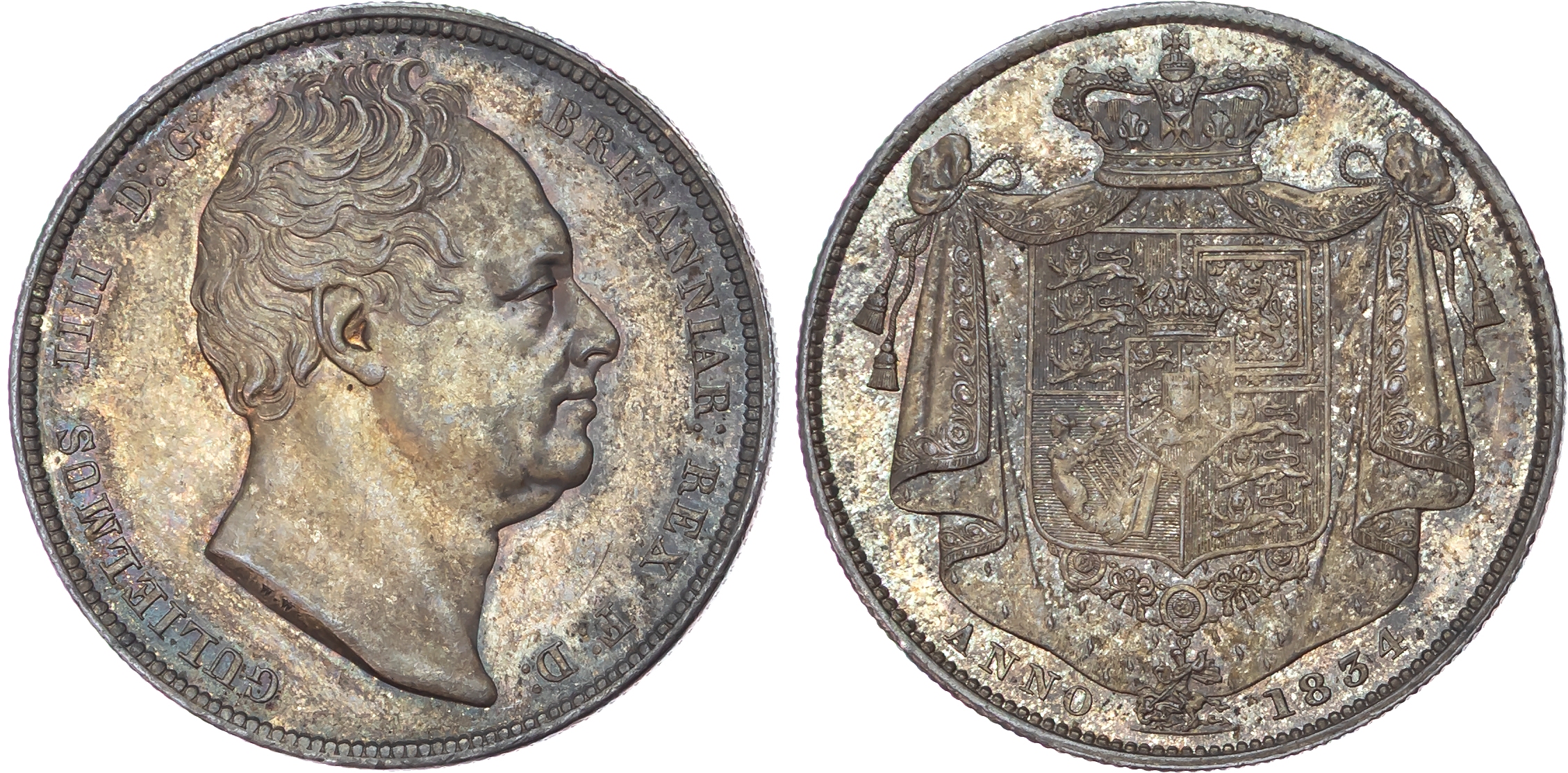 William IV (1830-1837), AR Halfcrown, 1834, block WW variety.