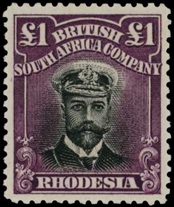 1913-7 £1 Head Die II, perf 14. Large part...