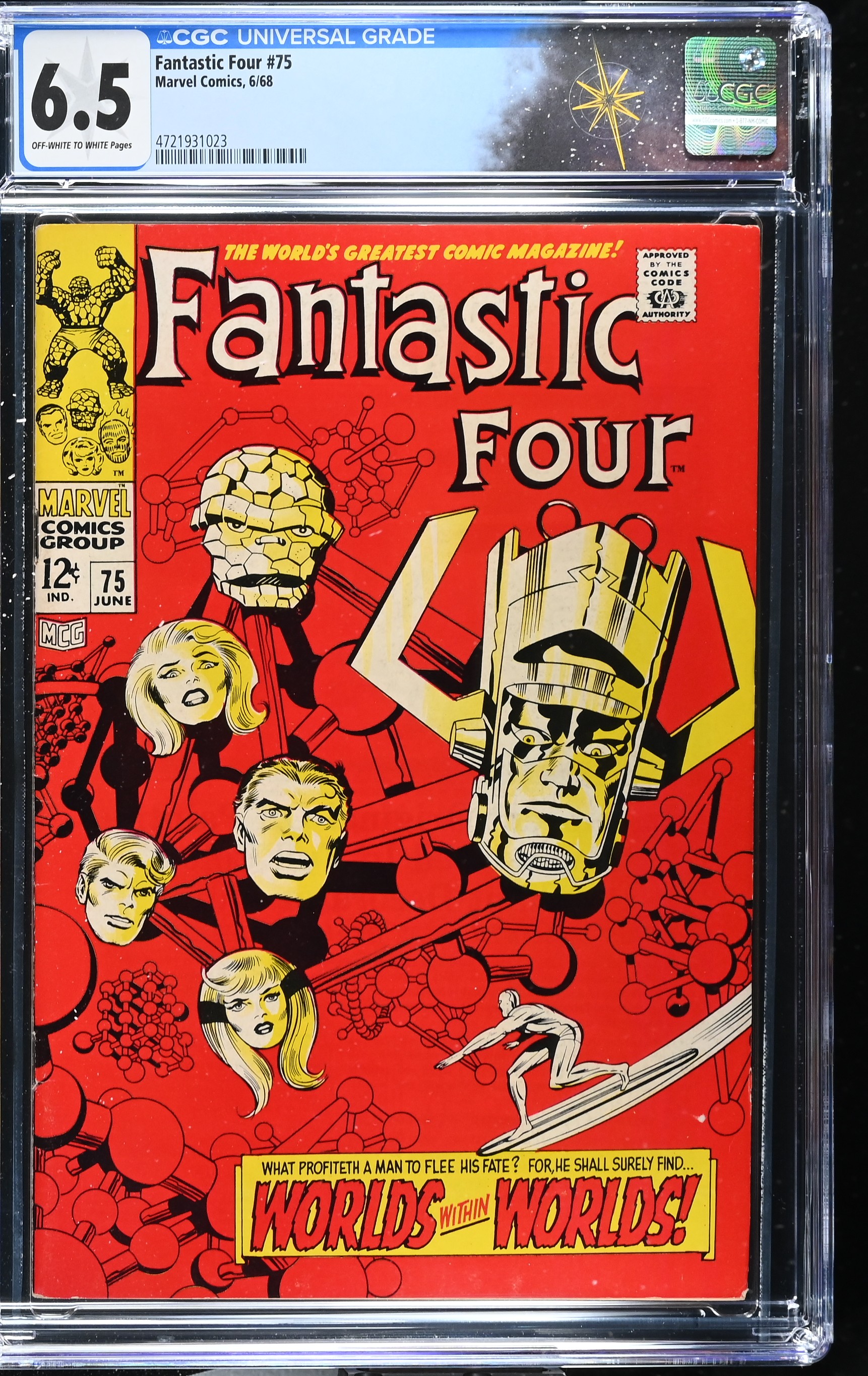 Fantastic Four #75 CGC 6.5 Classic Cover by Jack Kirby and Joe Sinnott (Marvel Comics, 1968) Off-White to White Pages