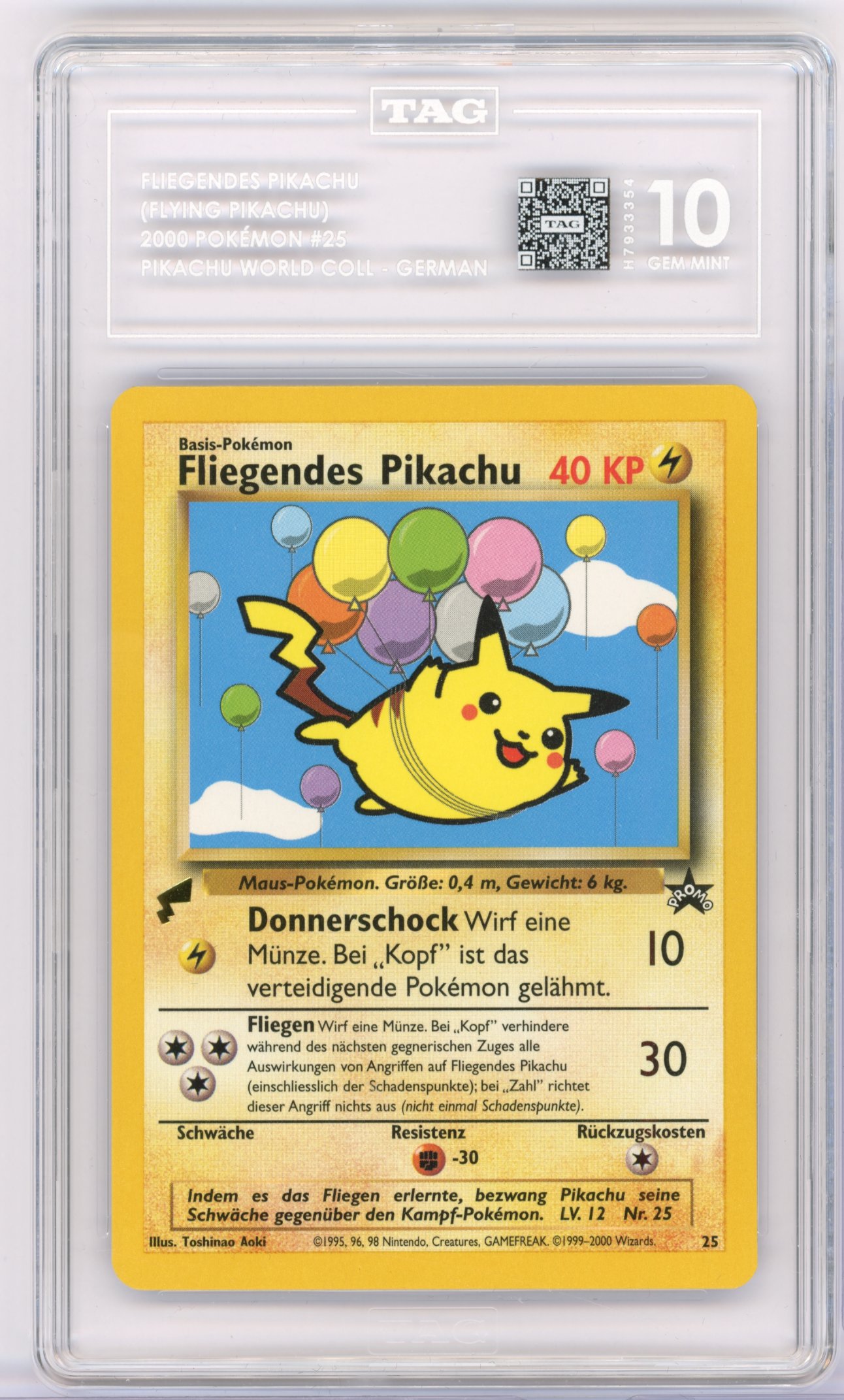 TAG 10 Flying Pikachu (German) #25 2000 Pikachu World Collection