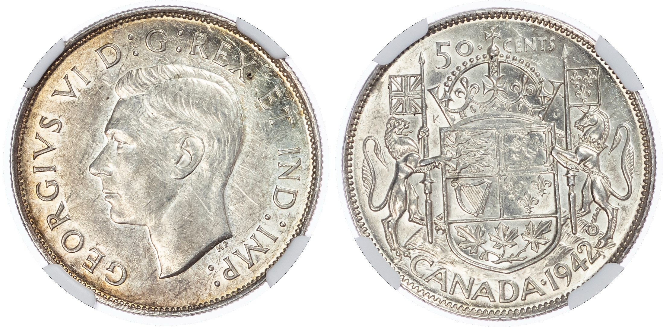 Canada, British Colonial. George VI AR 50 Cents. 1942. 
