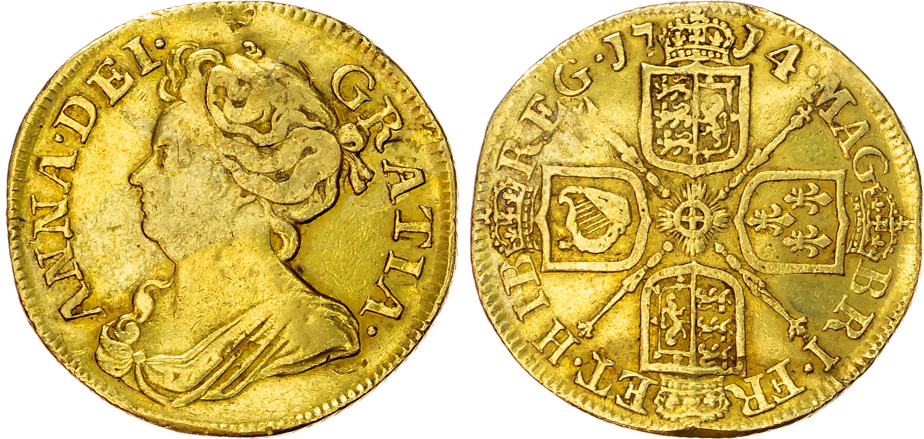 Anne (1702-1714), Post-Union, Guinea, 1714.