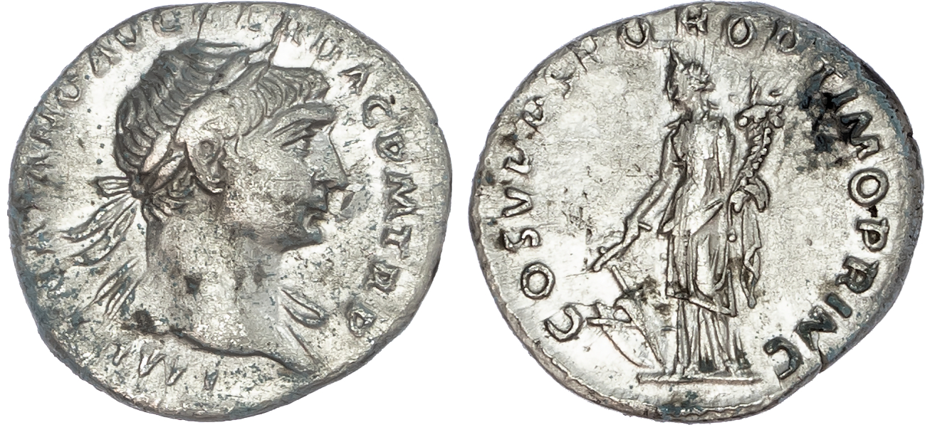 Trajan (AD 98-117) AR Denarius, Rome, AD 103-112, 2.82g.