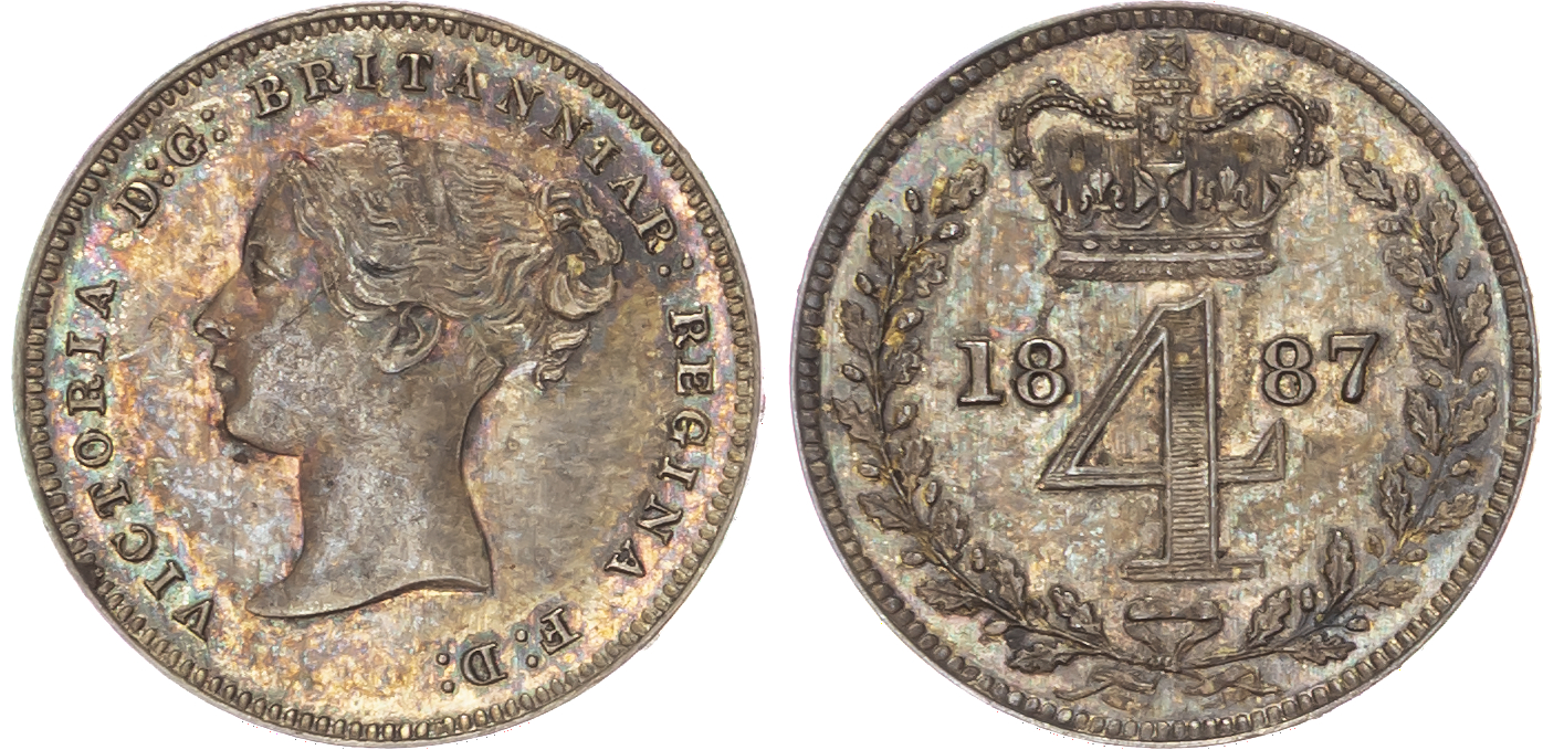 Victoria (1837‑1901), AR Maundy Fourpence, Threepence, Twopence, 1887 [3].