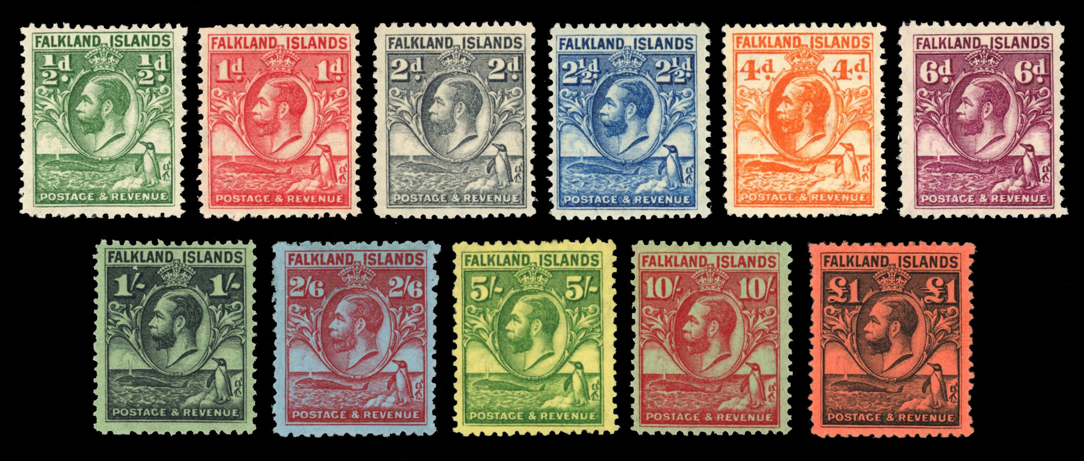 SG 116-126 1929 Whale & Penguin set mint