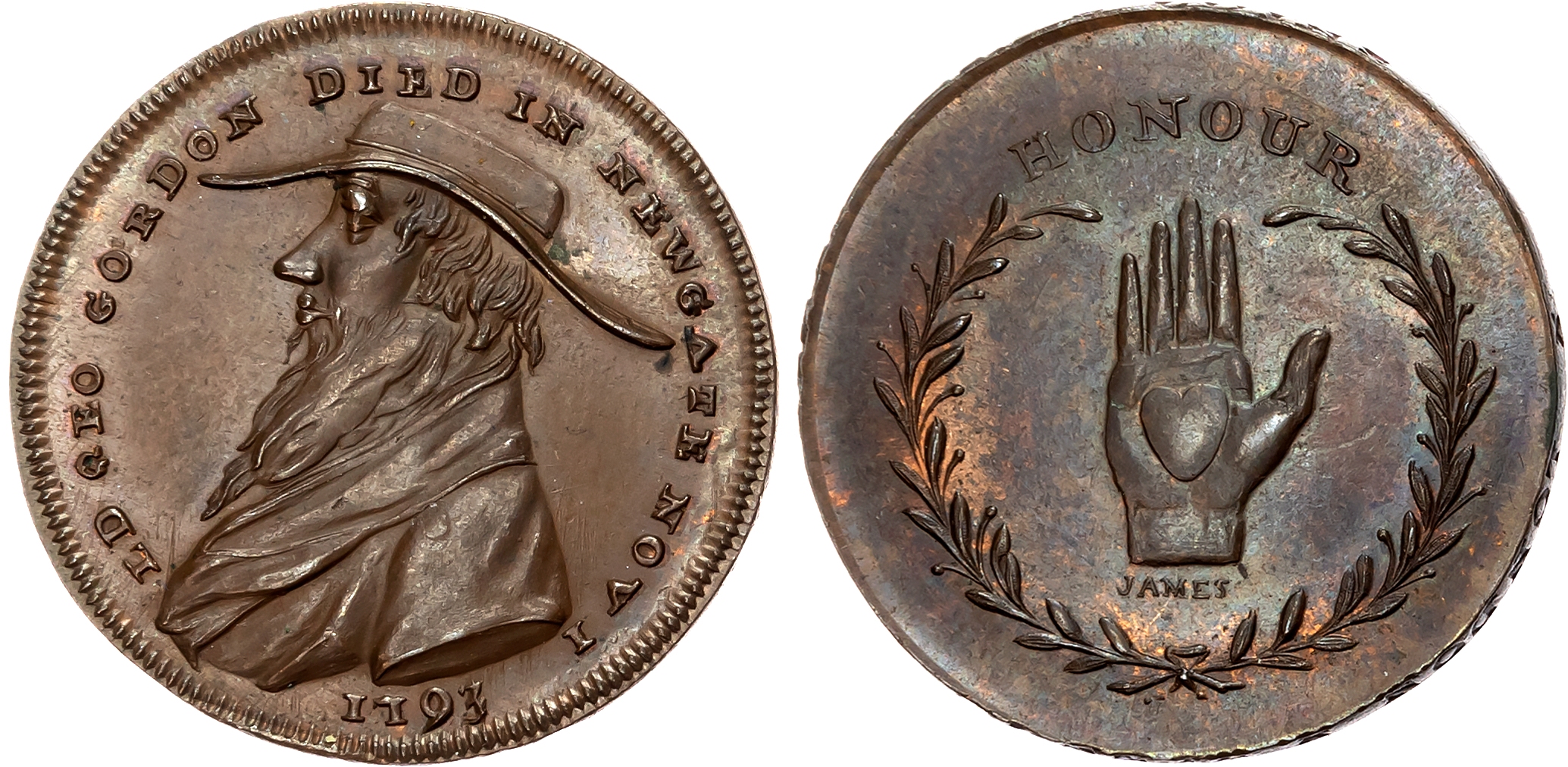 London – High Holborn, Thomas Spence Halfpenny 1793, Draped bust left of Lord George Gordon left with long beard, rev. …