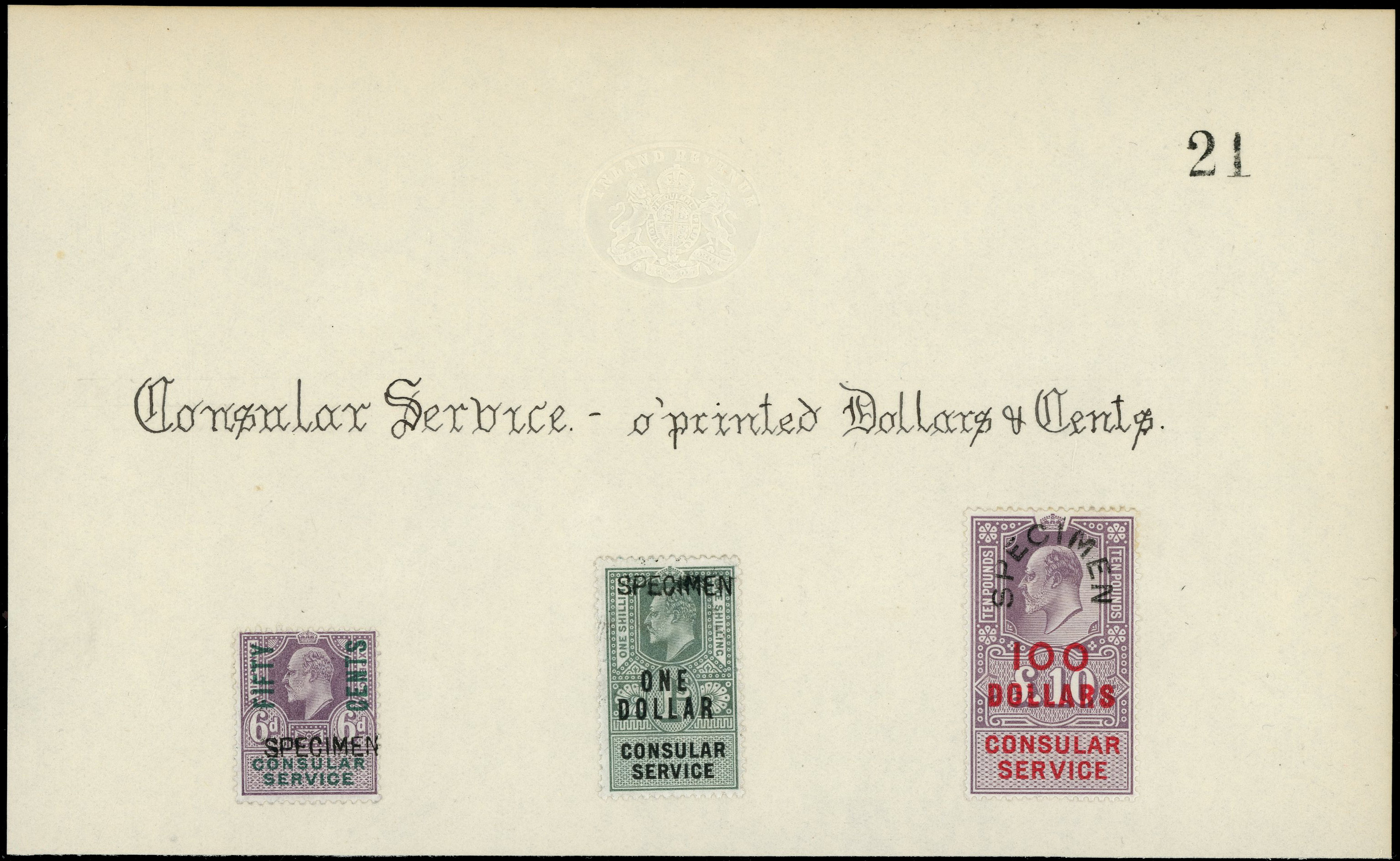 GB Consular Service Dollar & cents proof book page