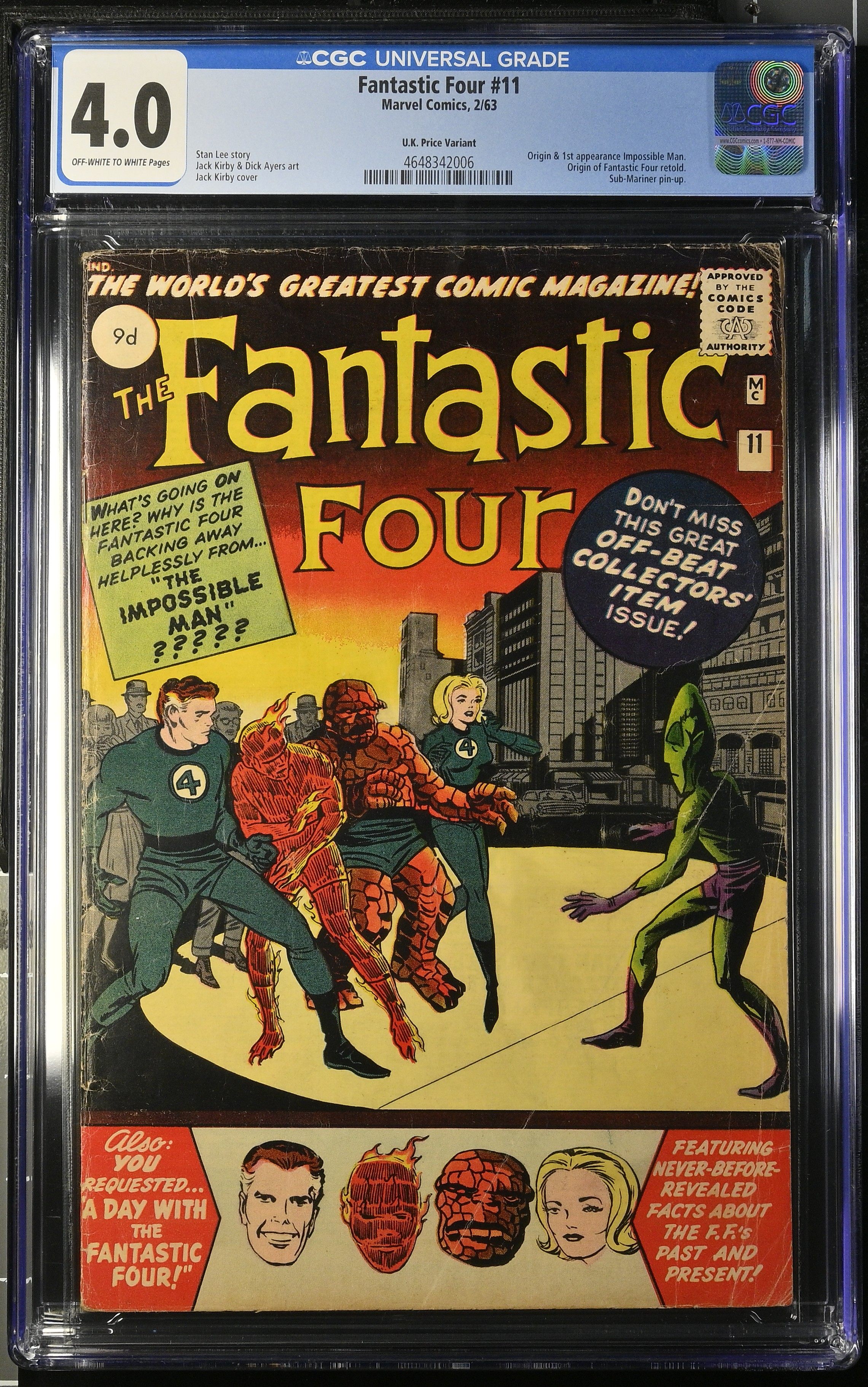 Fantastic Four #11 (Marvel Comics 1963) CGC 4.0 First Impossible Man