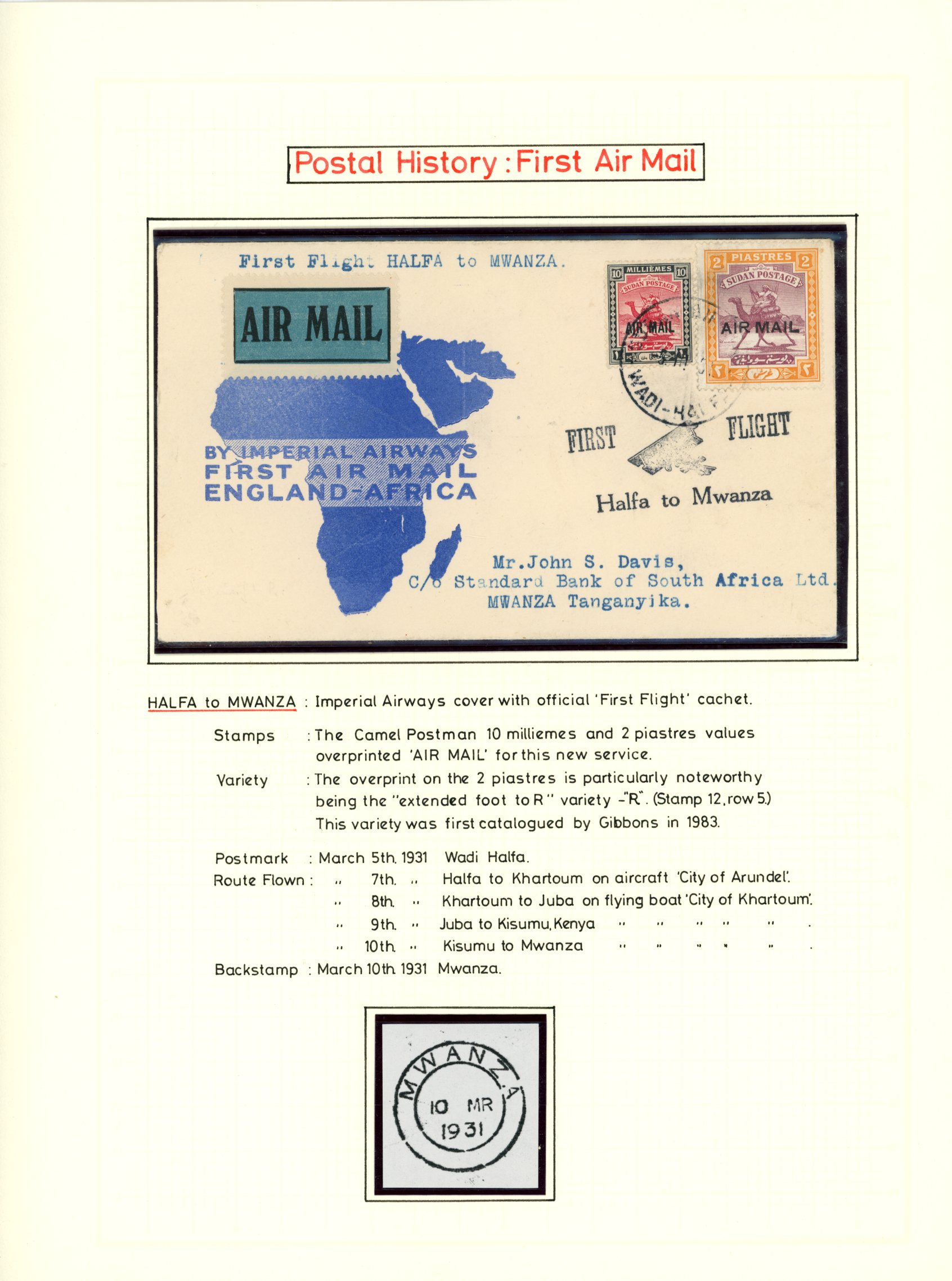 POSTAL HISTORY: 1927-37 airmail selection...