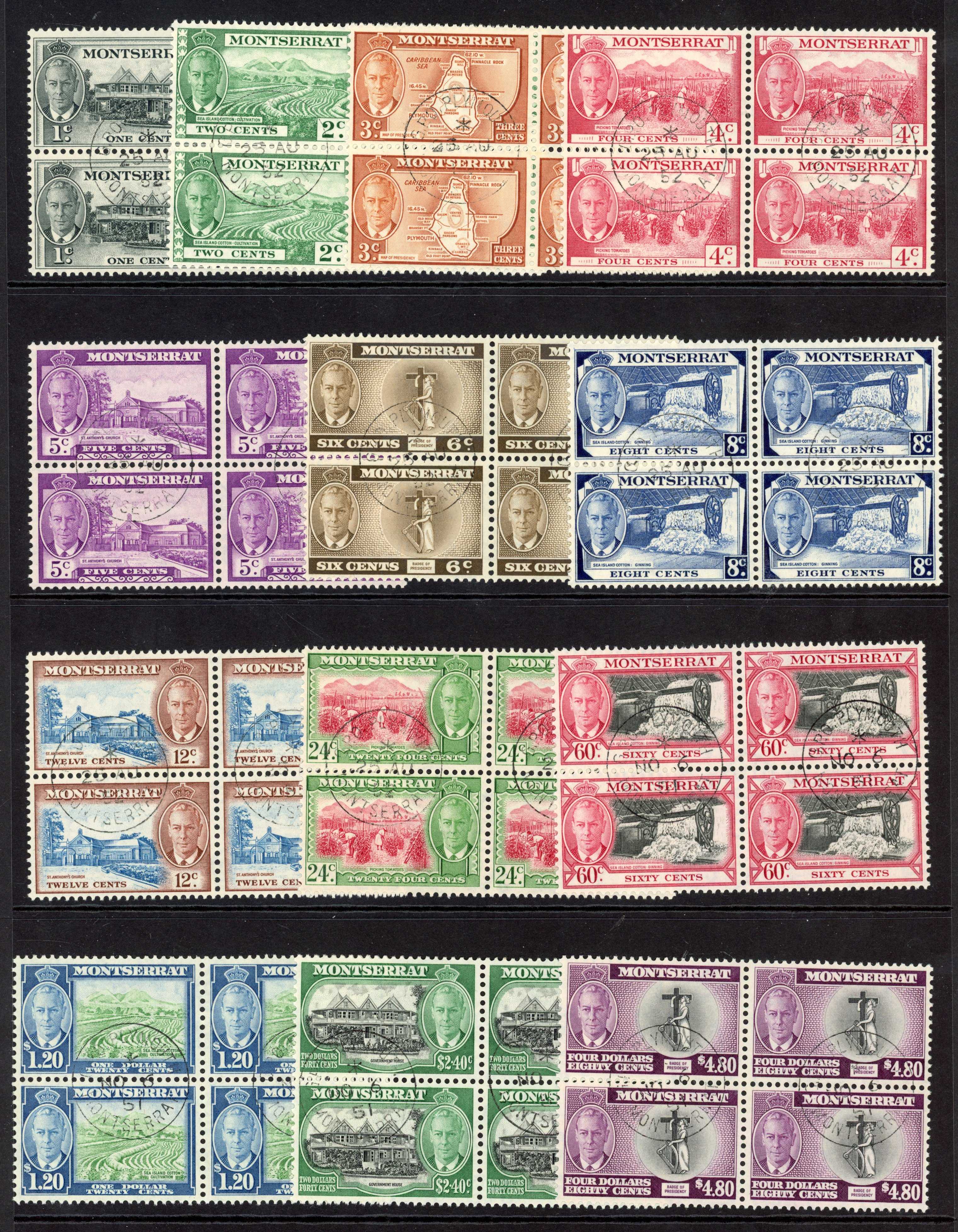 Montserrat SG 123-135 blocks used