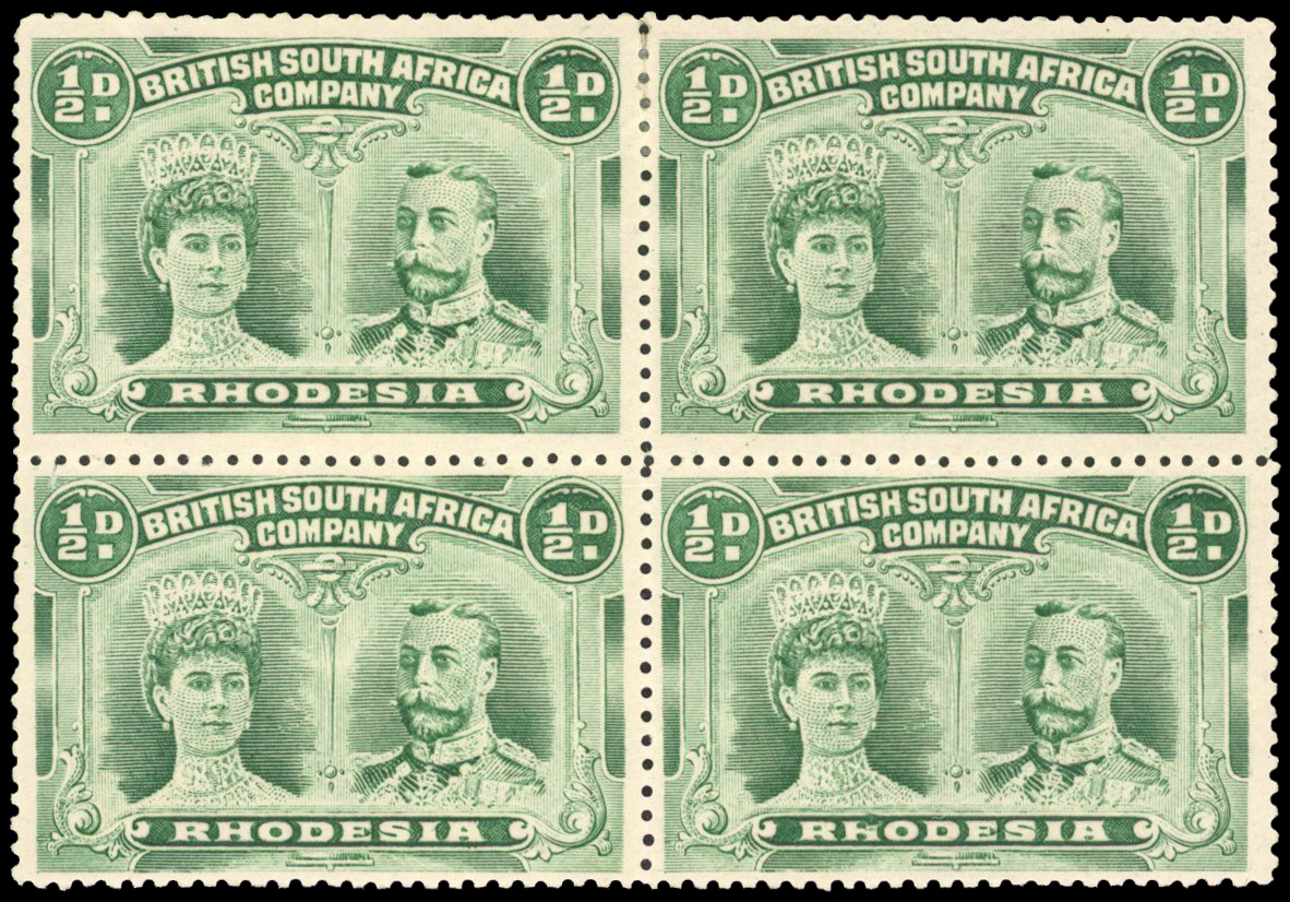 ½d bluish green RJL 4 block, positions 86-97, position 97 H flaw mint