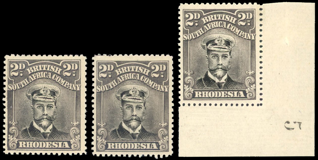 Rhodesia 2d SG 312 perf 15 three singles mint