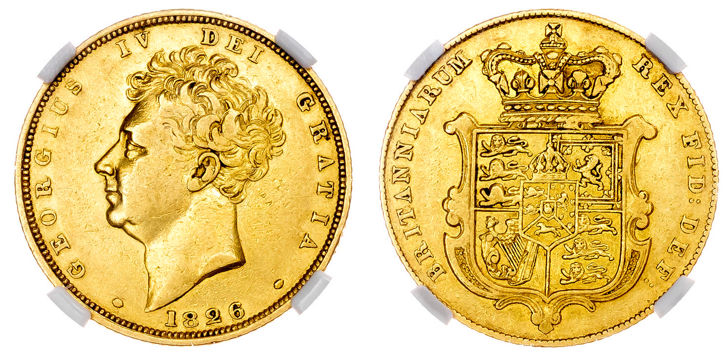 George IV (1820-1830), AV Sovereign, 1826. NGC XF 40