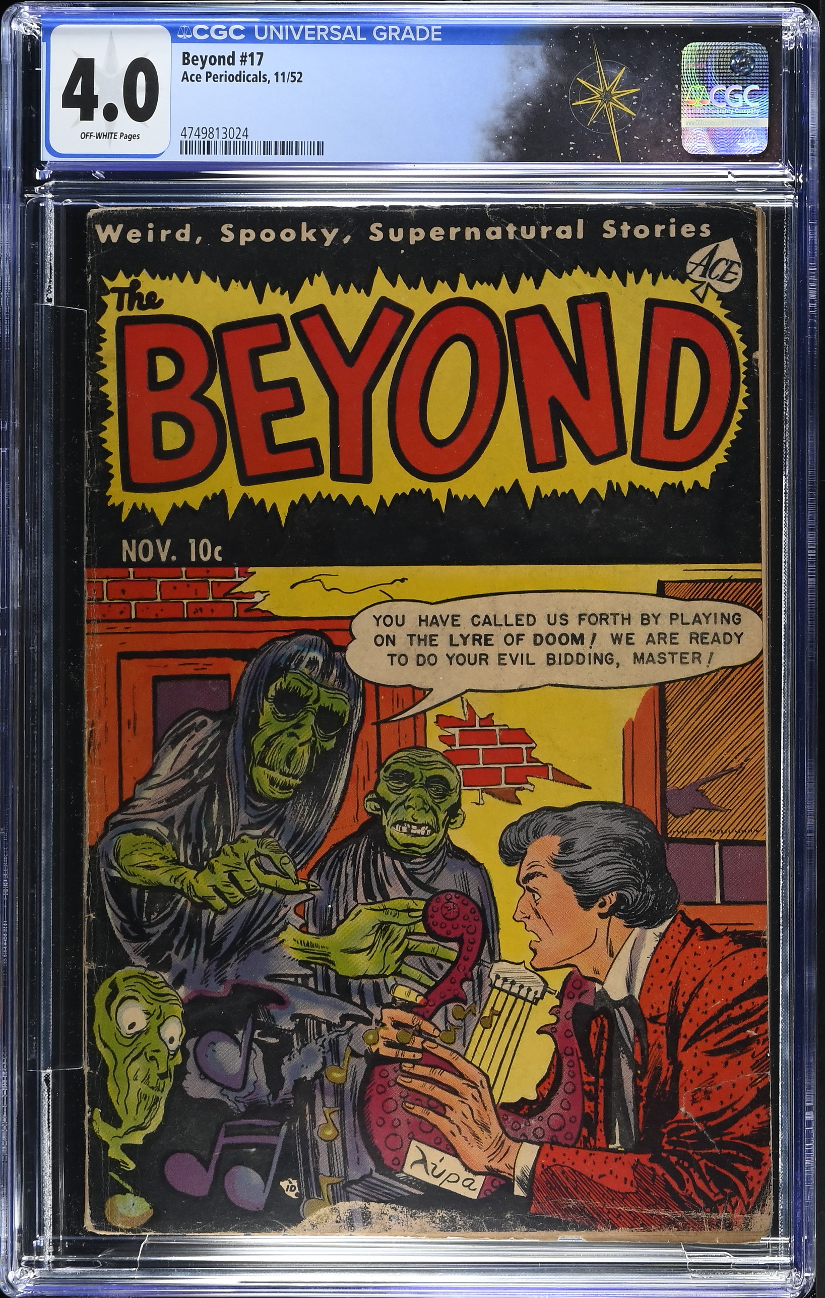 Beyond #17 CGC 4.0 Cover by Jim McLaughlin (Ace Periodicals, 1952) Off-White Pages