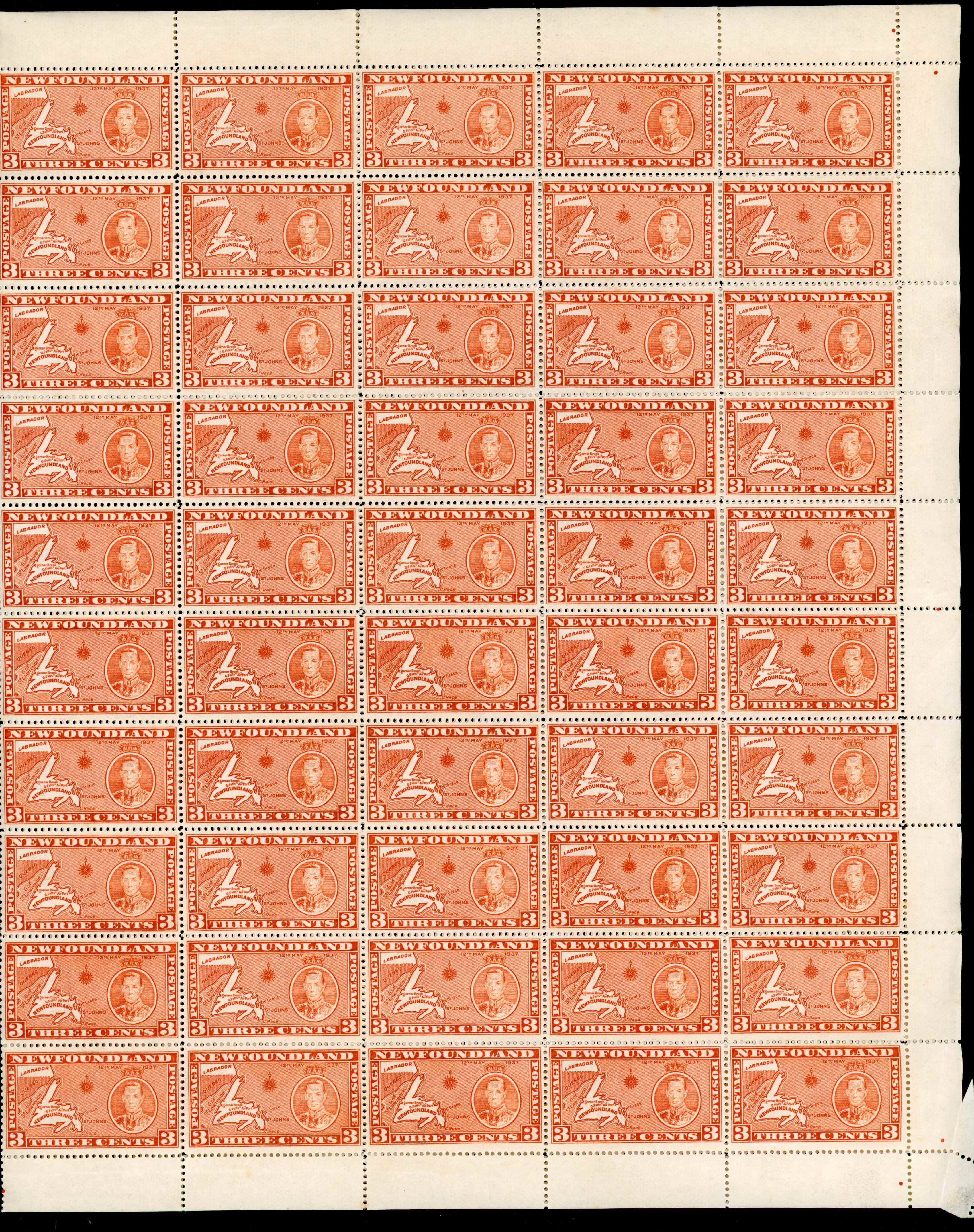 Newfoundland SG 258c sheet mint