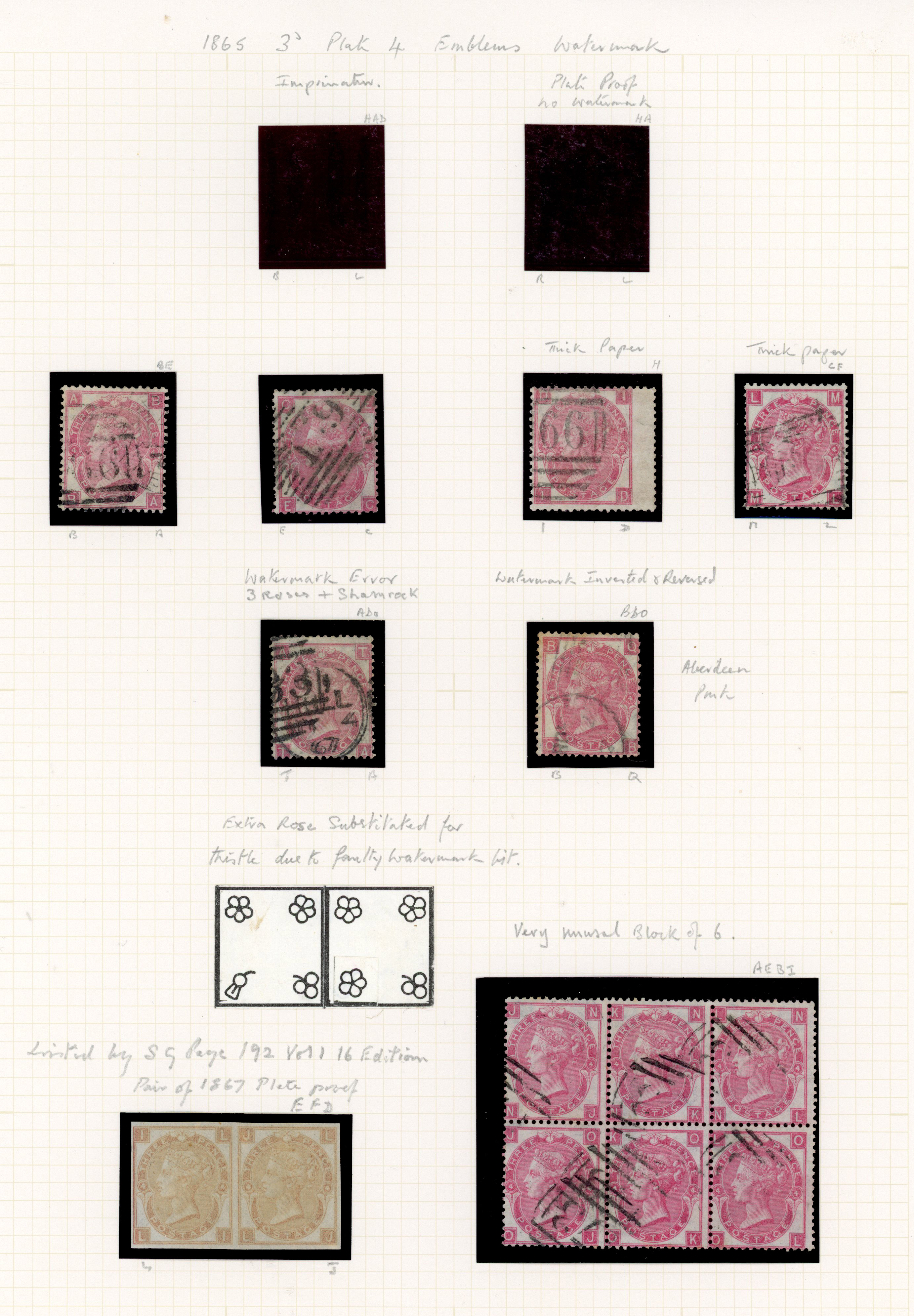 1865 3d Rose Pl.4 (SG92, Wmk. Emblems). A fine group