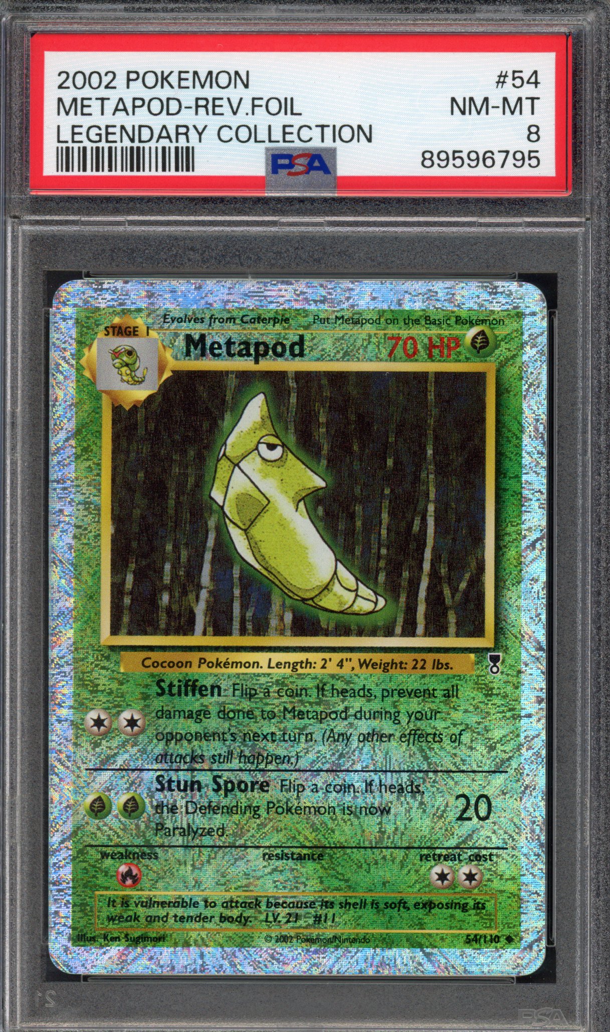 Pokémon TCG PSA 8 Metapod 54 Reverse Foil, Legendary Collection 