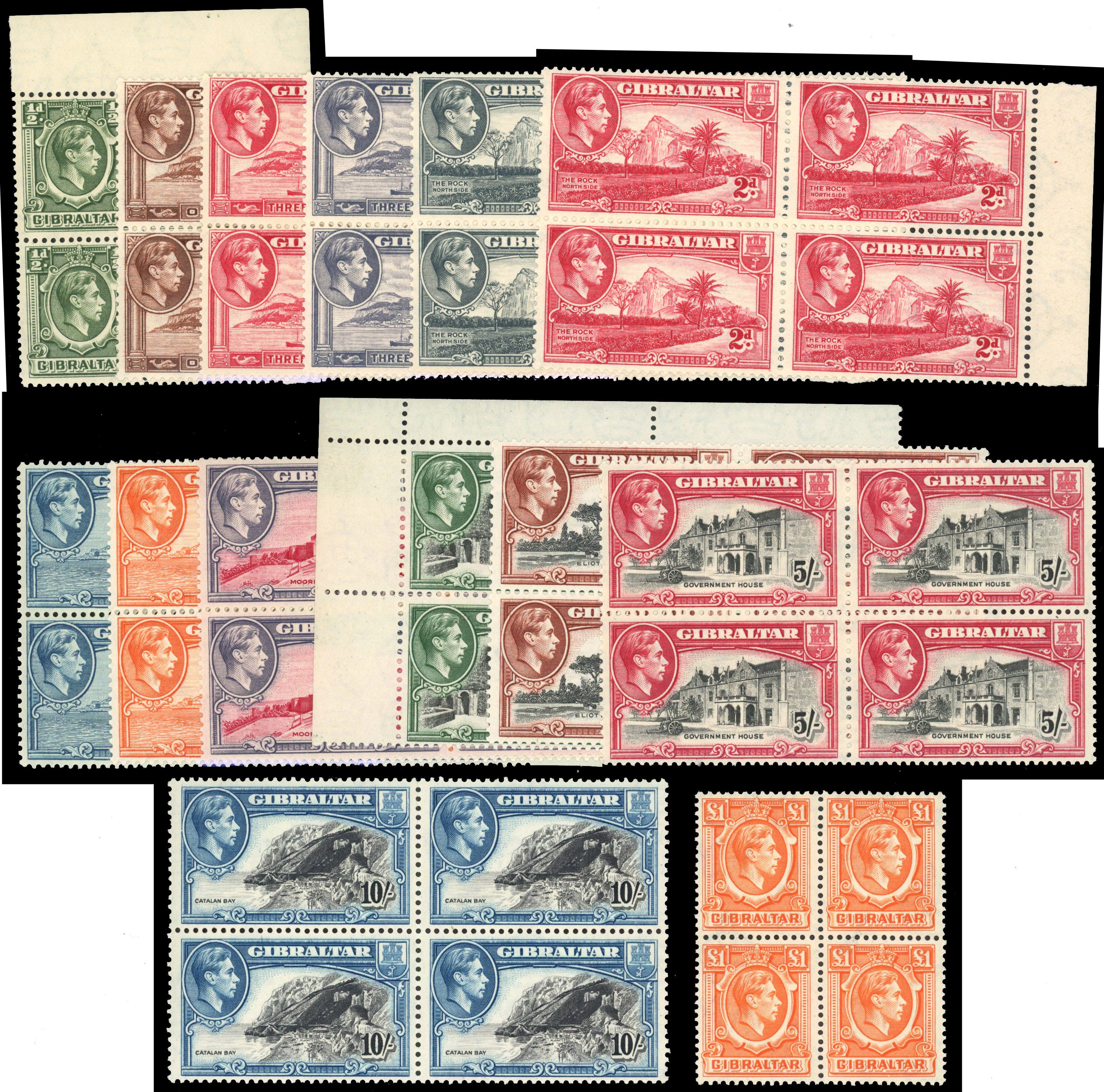 Gibraltar SG 121-131 blocks mint